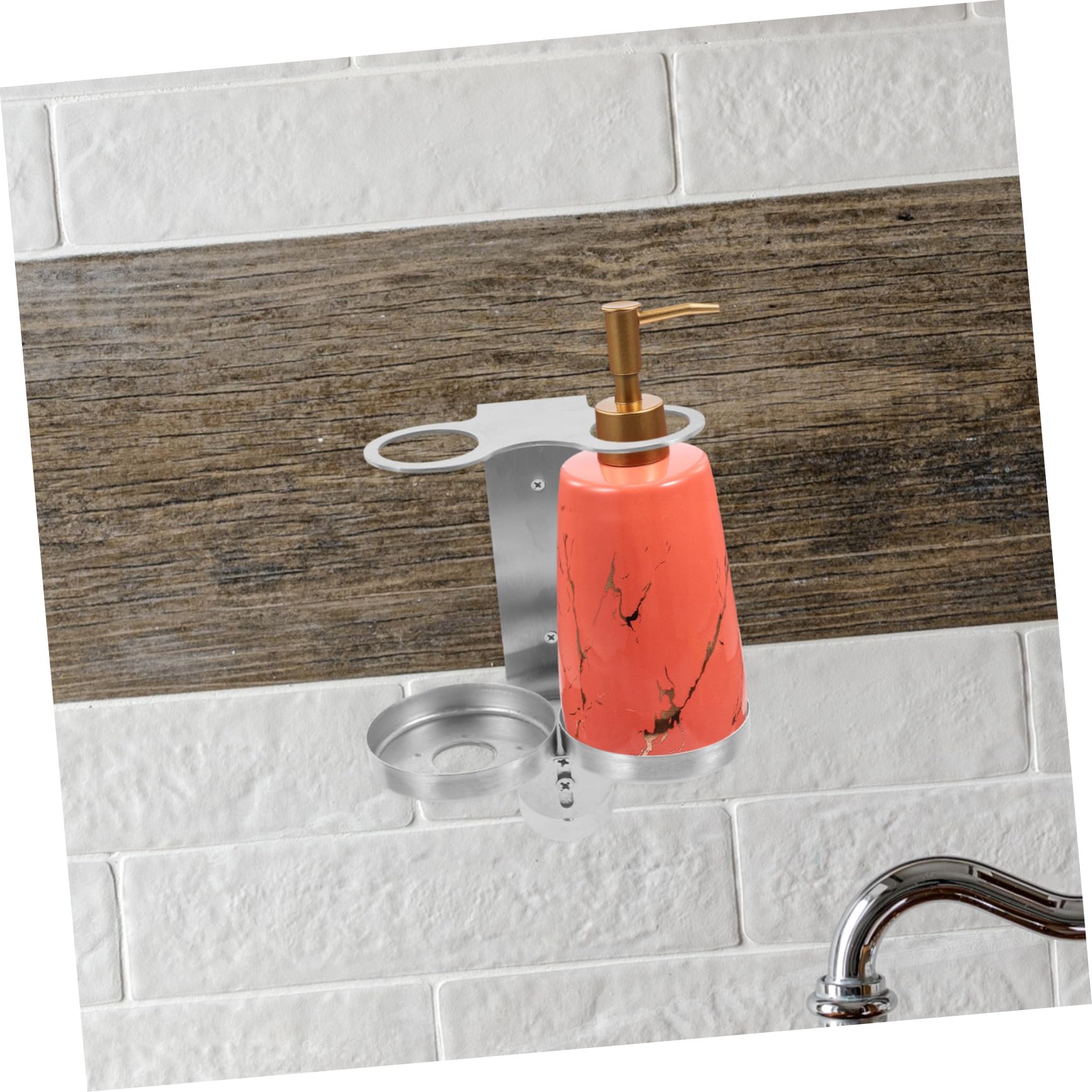 Mipcase Soporte Dispensador De Jabón Jabonera De Pared Acero Inoxidable Doble para Champú Gel Ducha Baño Cocina Instalación Sin Taladro