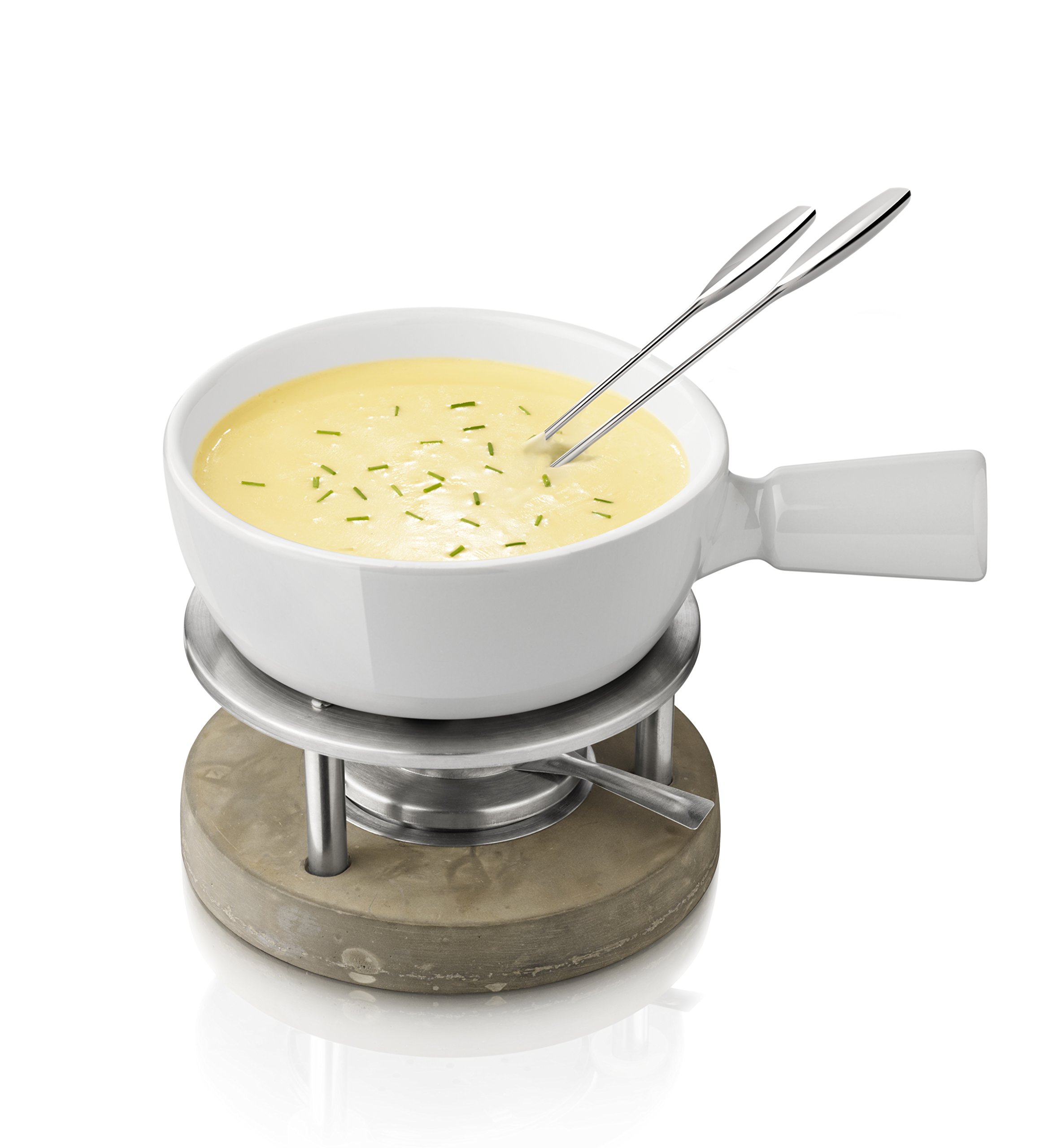 Boska Holland Life Collection 1-Liter Ceramic with Concrete Base Fondue Set, Grey
