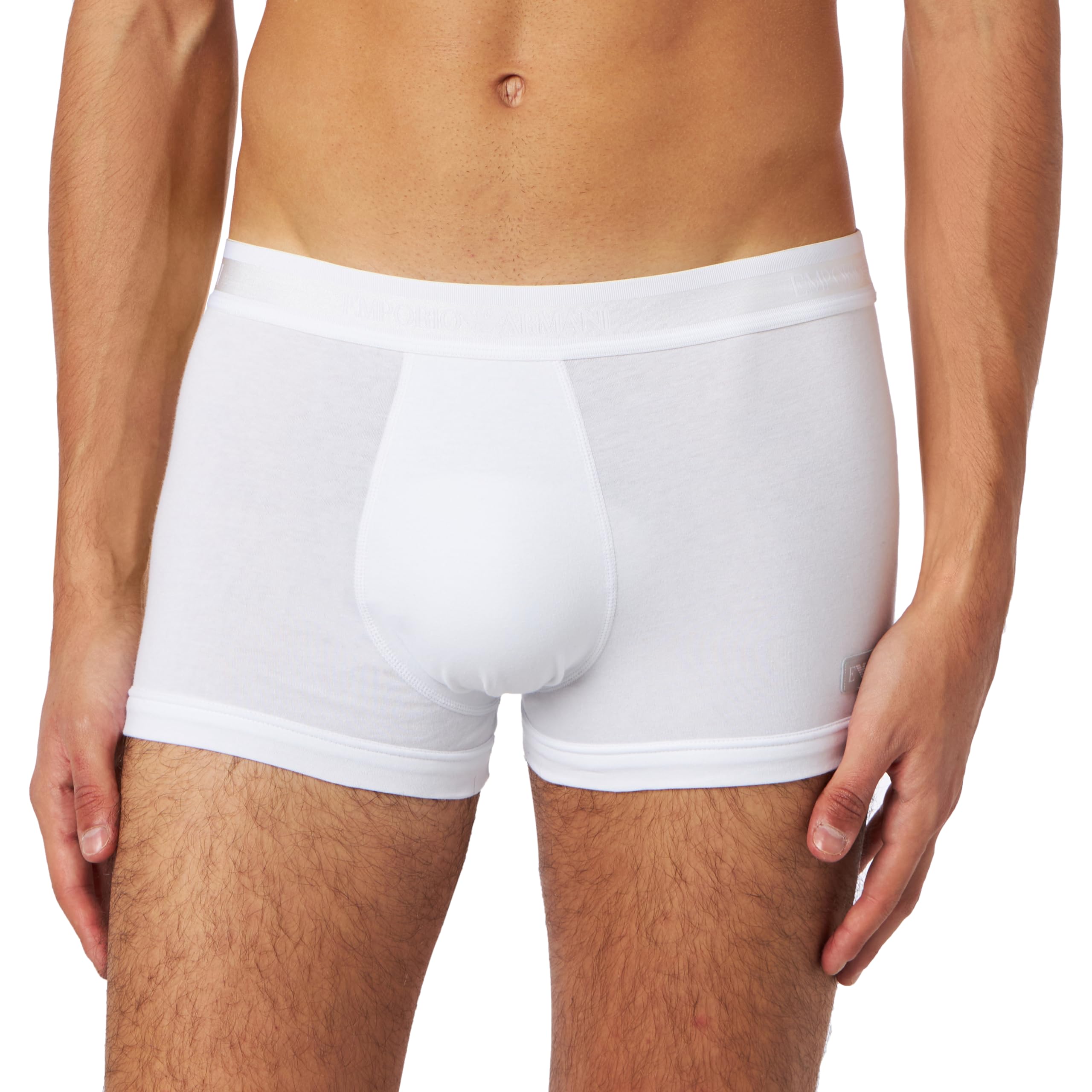 Emporio Armani Underwear Men's Men's Trunk Shiny Logoband Trunks, White,