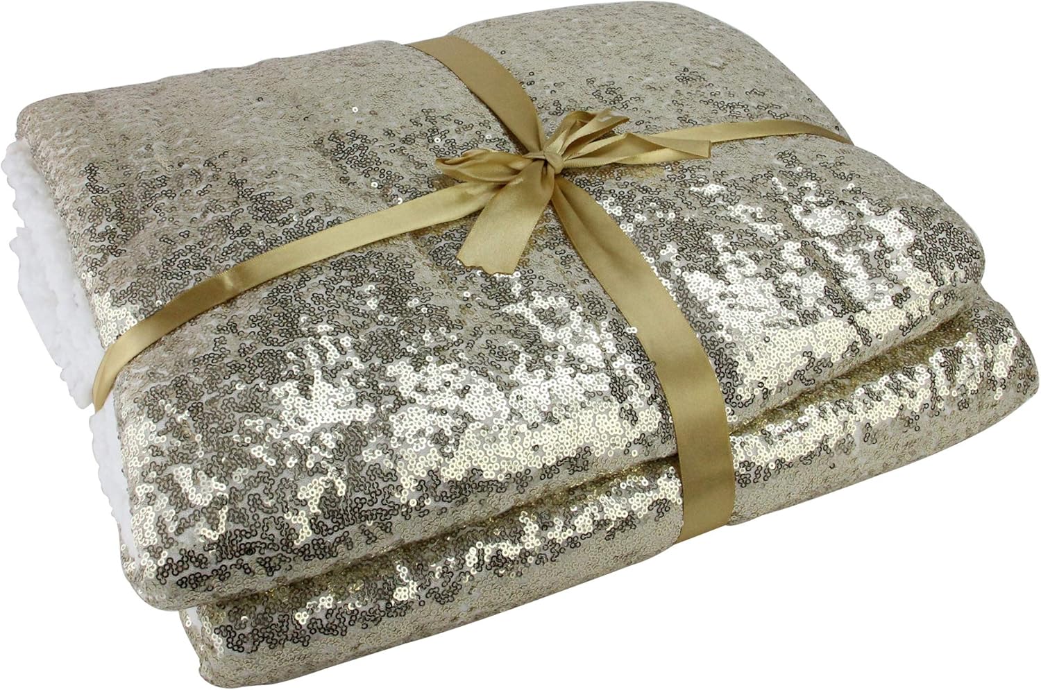 Northlight Christmas Glittering and White Throw Blanket, Gold