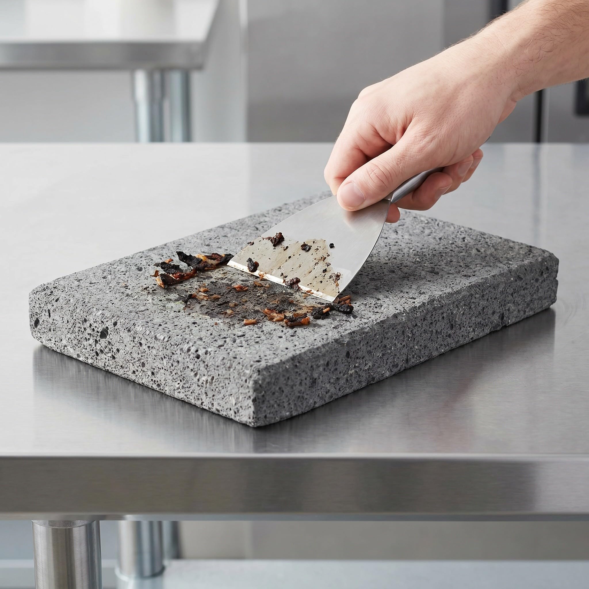 Lurrose Plancha de piedra volcánica para barbacoa al aire libre - Losa rectangular de piedra para cocinar filetes, pizza, pan, hornear y asar a la parrilla 8'' x 6'' x 1.1''