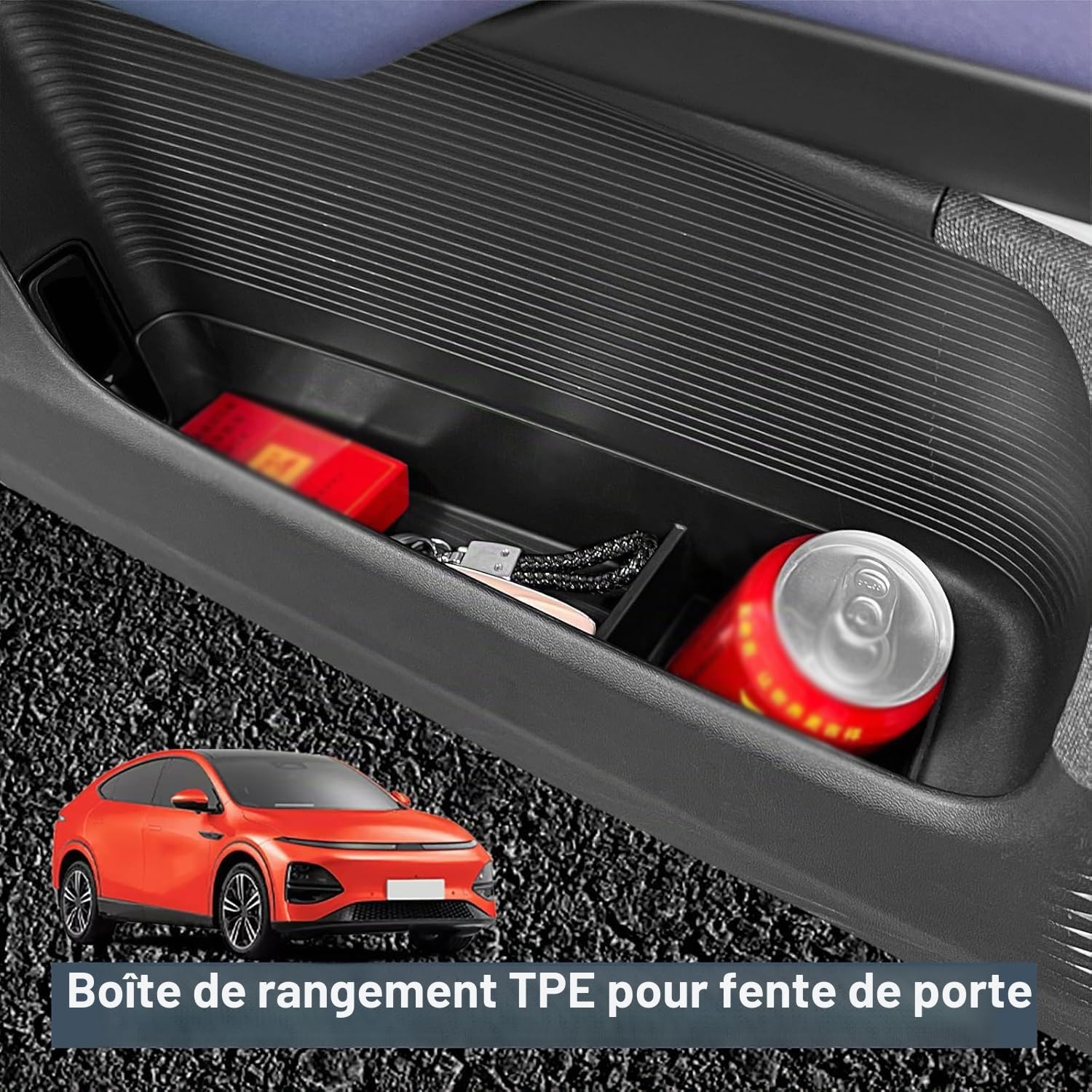 smabee 4 pièces Boîte de rangement latérale Doo pour Xpeng G6 2023 2024 2025 Organisateur de rangement pour porte latérale avant et arrière imperméable pour accessoires Xpeng G6 TPE Noir