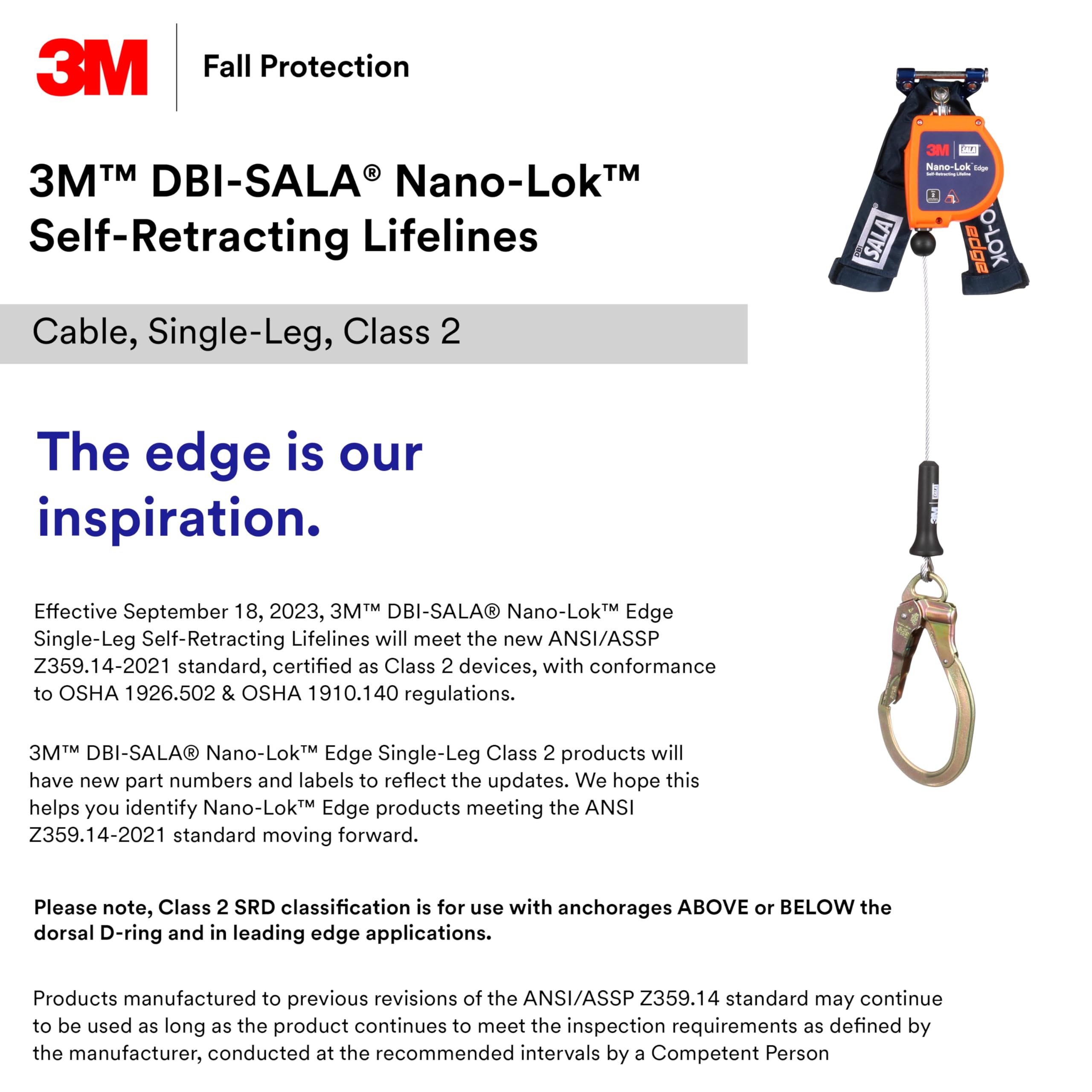 3M™ DBI-SALA® Nano-Lok™ Edge Self-Retracting Lifeline with Quick