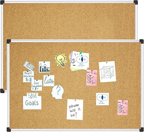 Vista 25 de XBoard Tablero de corcho de 48 x 36 pulgadas, tablero de anuncios con pasador de empuje para exhibición y organización