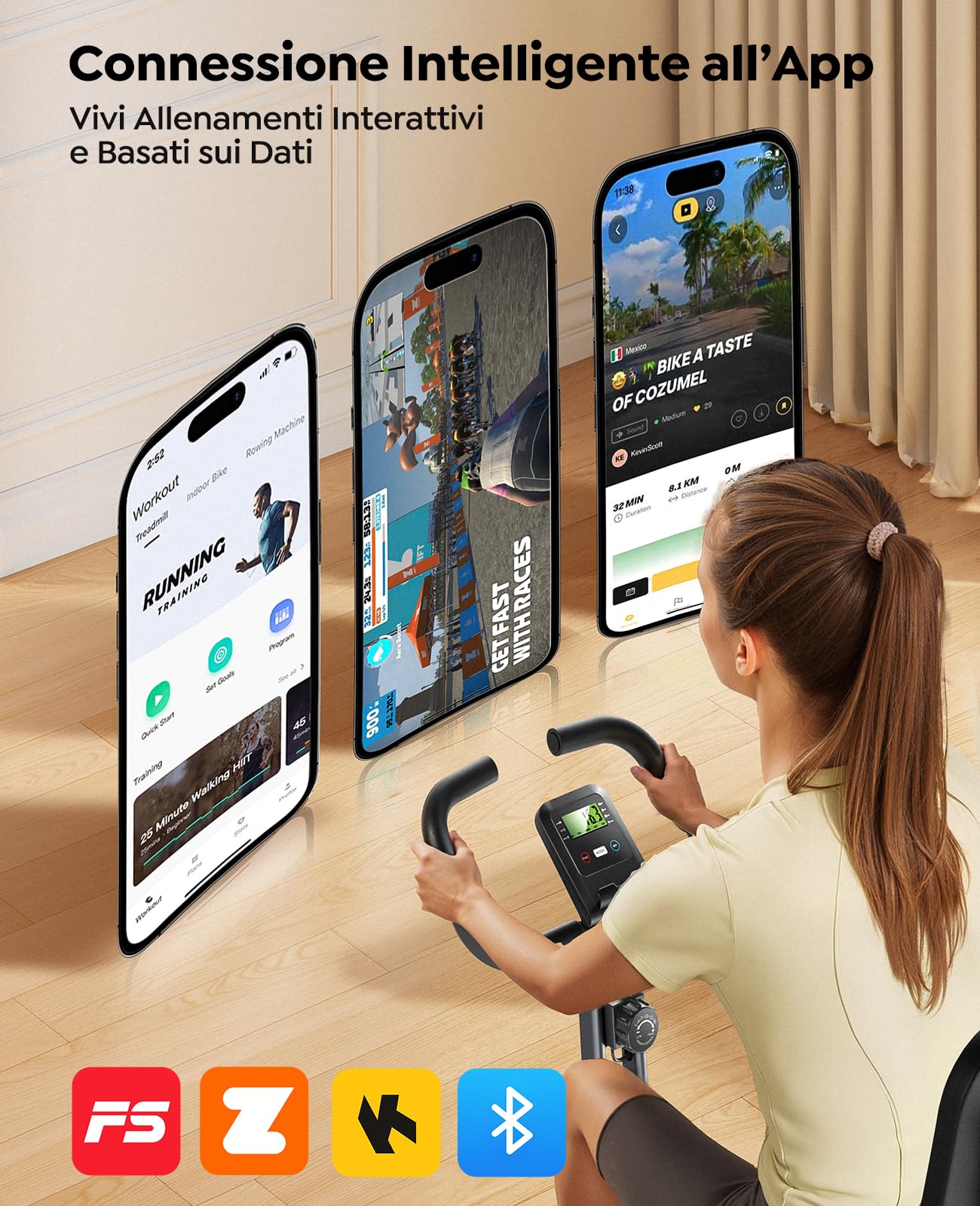 2026 Toputure Cyclette da Casa Pieghevole con APP, Cyclette Pieghevole 5 in 1 con 16 Livelli di Resistenza, Banda Elastica, Monitor LCD e Sensore di Frequenza Cardiaca, Portata fino a 140 kg