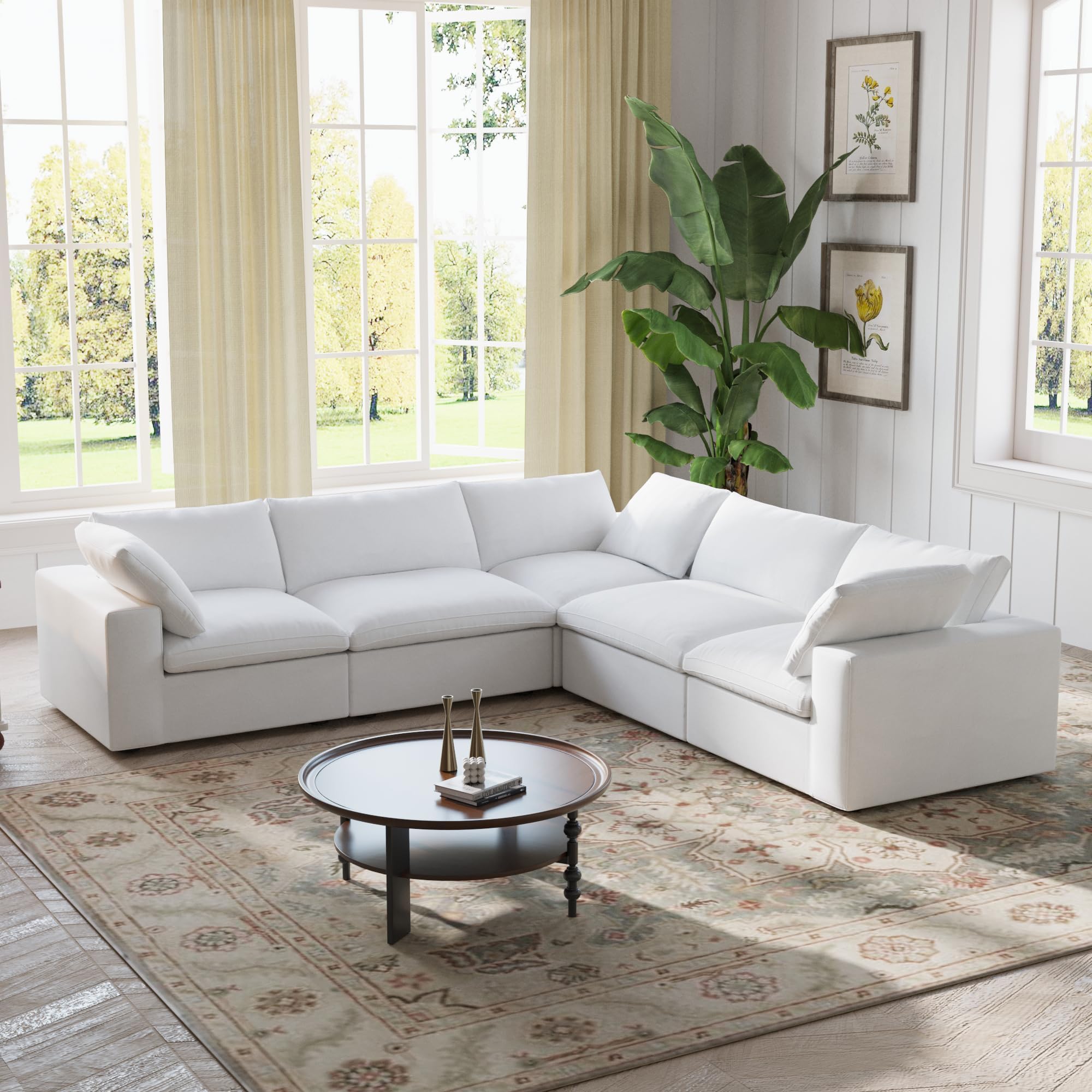 Amazon.com: Ball & Cast 127" Convertible Sectional Sofa Couch with Cup ...