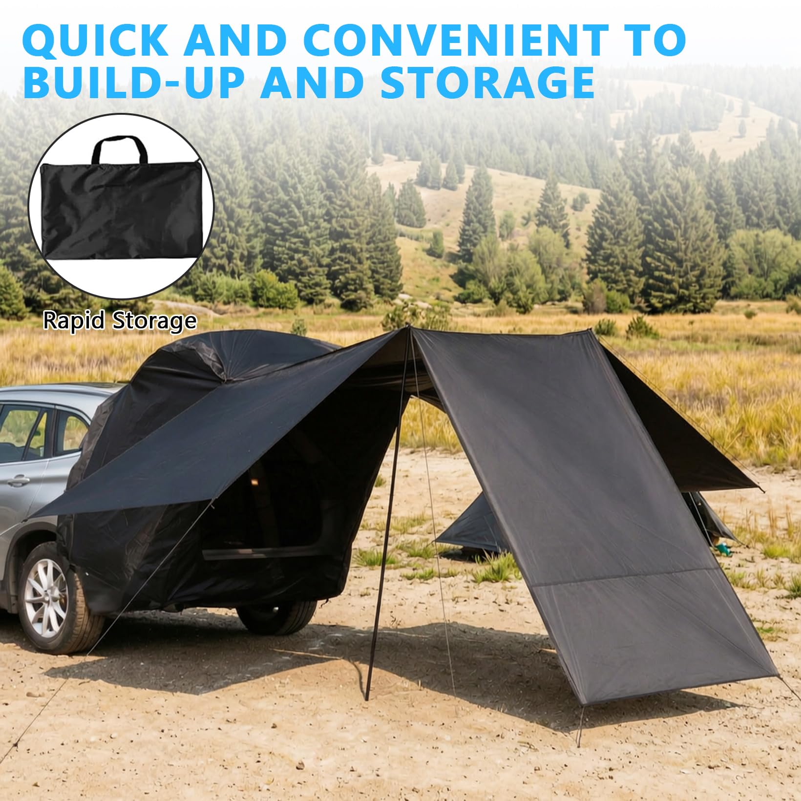 SUV Auto Heckzelt, Campingzelt für 3–5 Personen, Wasserdicht und UV-Schutz Markise, Heckklappenzelt mit Aufbewahrungstasche für Reisen, Camping (150 * 130 * 115cm)