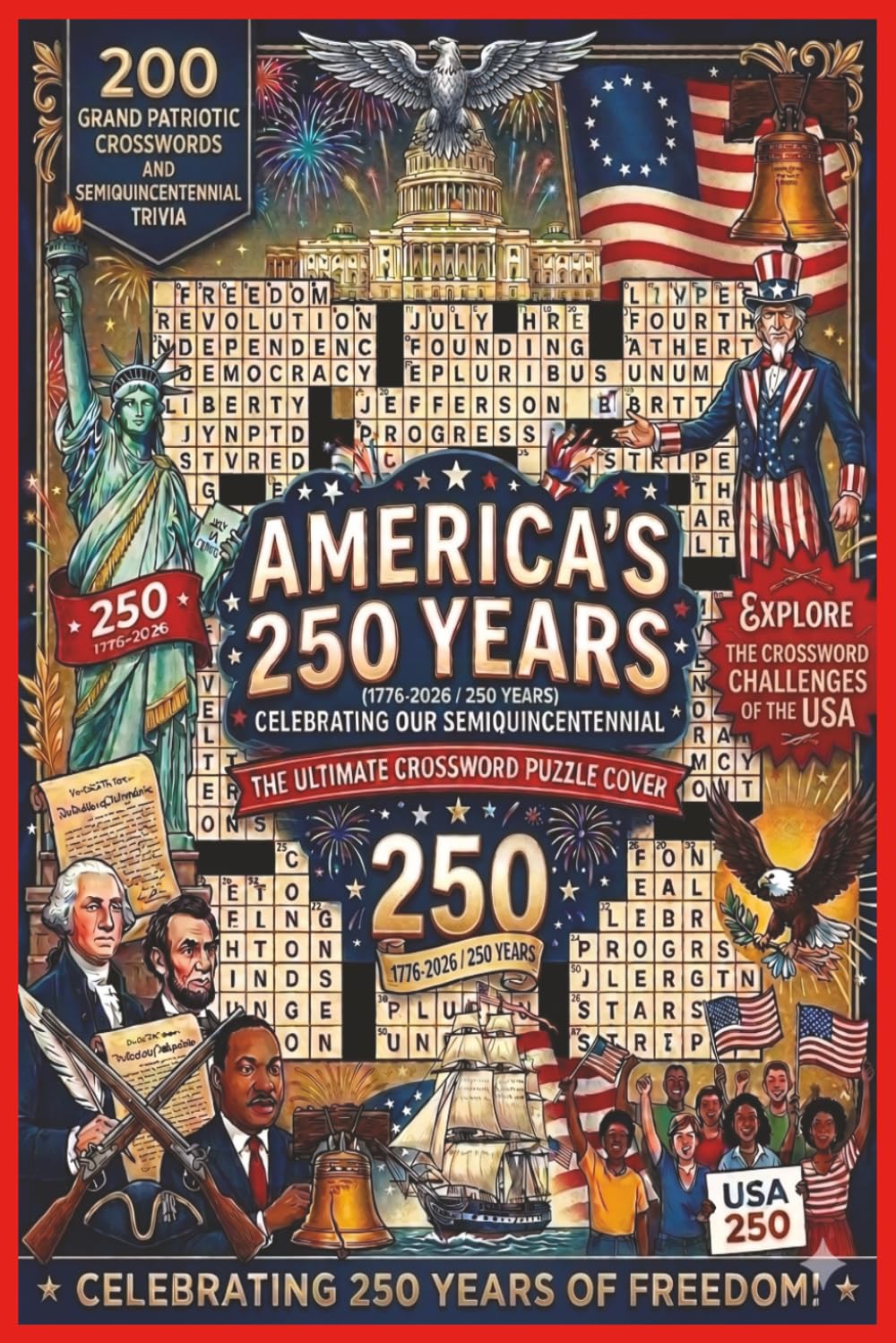 Americas 250 years crossword puzzle book: Crossword Puzzles with easy to read Print about America, 250 years of freedom and more / 6x9 inches, 200 pages/ Gift for any History Buff .