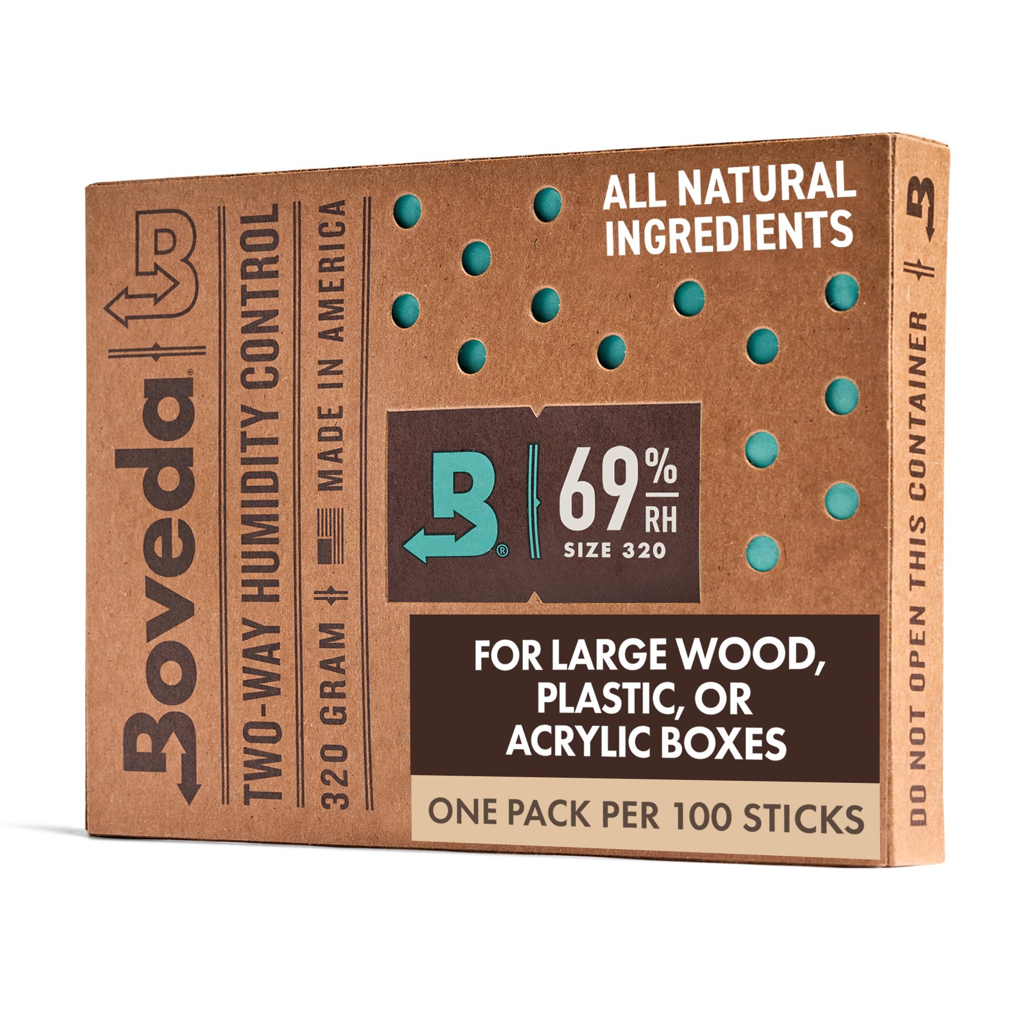 Boveda 69% Two-Way Humidity Control Pack For Large Wood Humidifier Boxes & Plastic or Electric Coolers – Size 320– Single – Moisture Absorber – Humidifier Pack – Individually Wrapped Hydration Packet