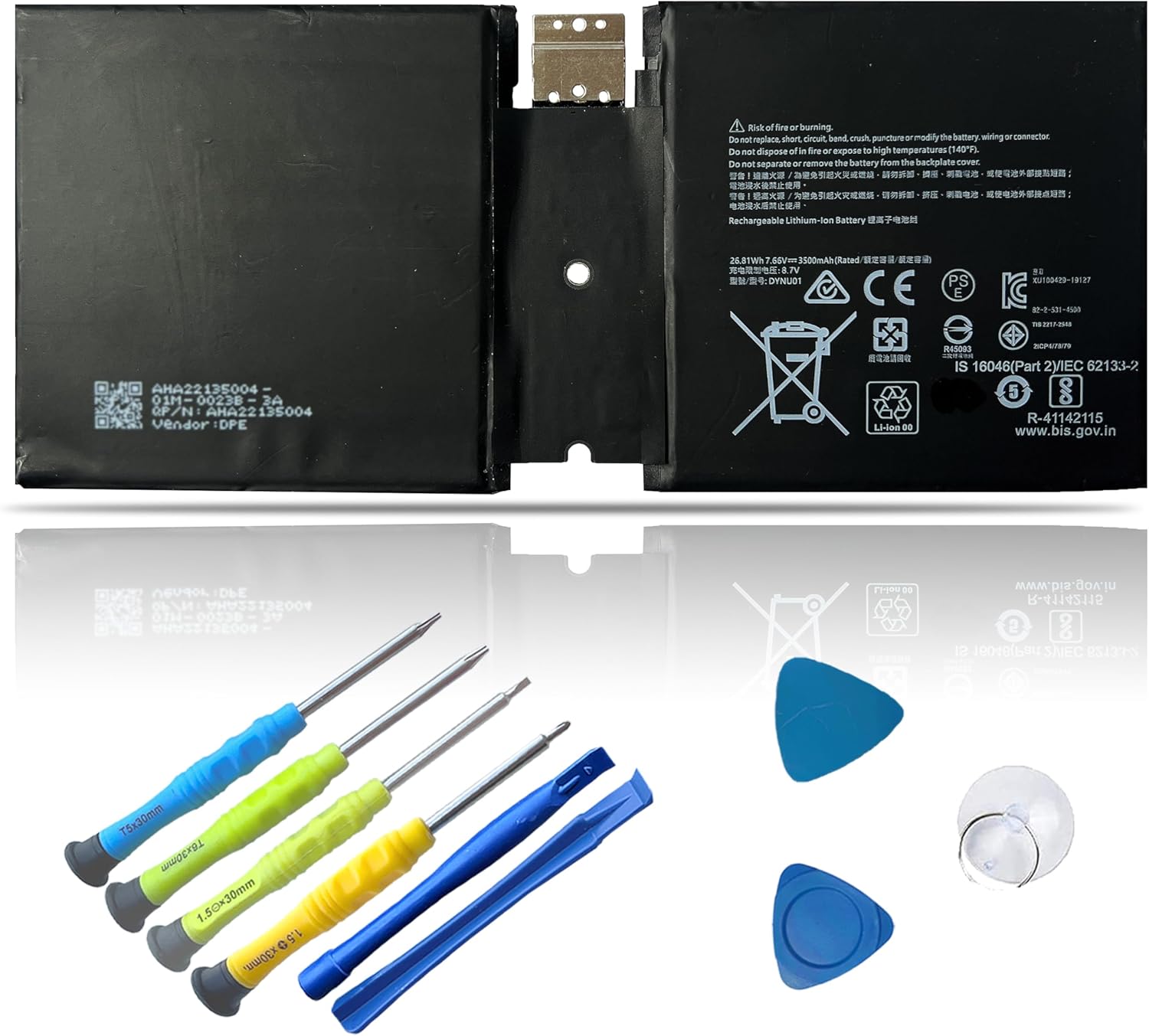 DYNU01 G16TA047H Battery Replacement for Microsoft Surface Go 2 1901 1926 Tablet Series DYNU01 G16TA047H Battery 7.66V 26.81Wh