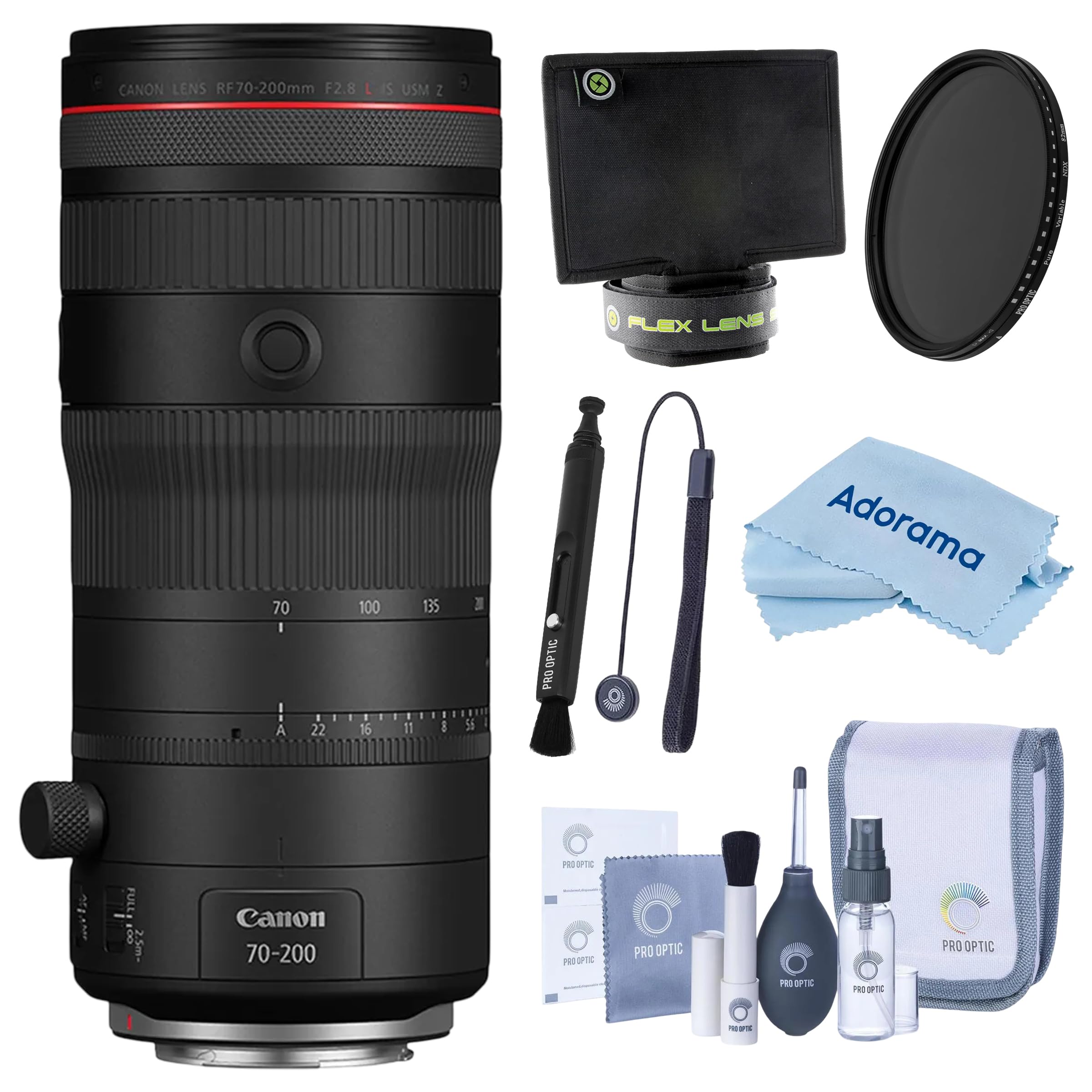 Canon RF 70-200mm f/2.8 L is USM Z, Black, Bundle with 82mm Filter Kit, Hood, Cleaning Kit, Cap Tether and Cleaning Cloth, Canon 1 Year Limited