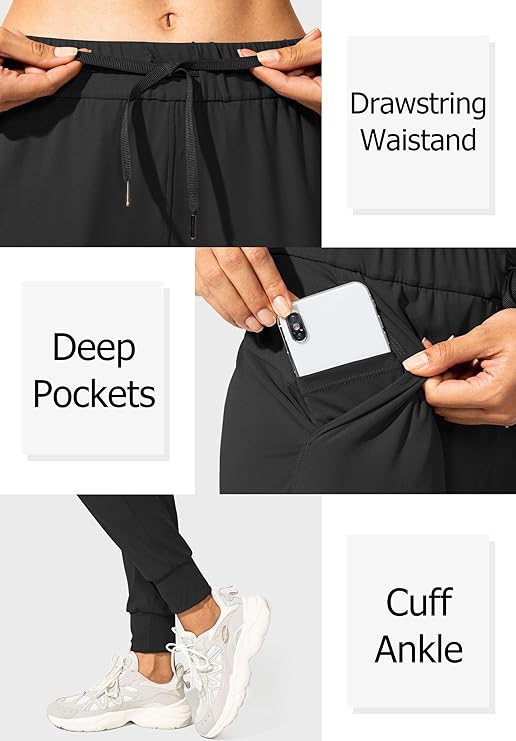 SANTINY Women's Joggers Pants with Pockets Workout Athletic Sweatpants