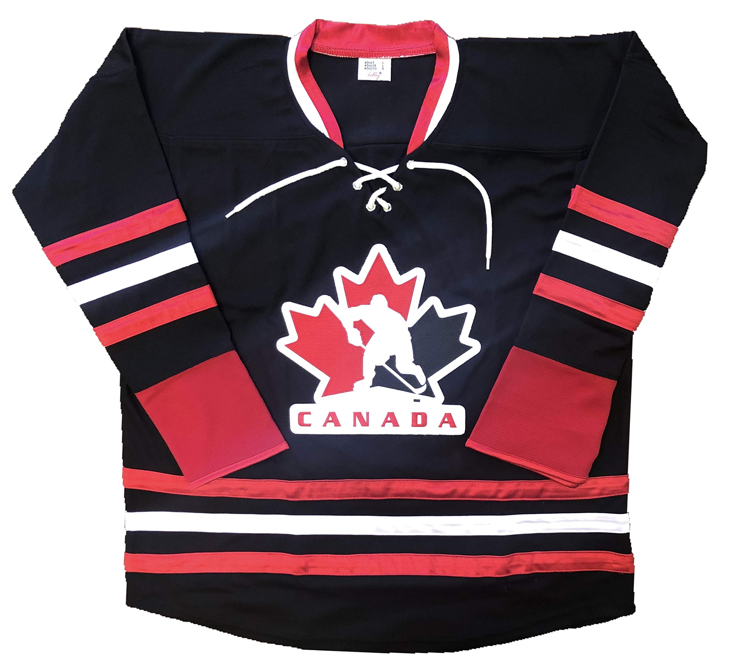 Tally Team Canada Hockey Jerseys (Black) - We Customize with Your Name and Number Y