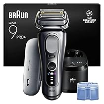 Braun Serie 9 PRO + Rasoio Elettrico Barba, Wet&Dry, 5+1 Lame Di Precisione Ultra Sottili, Regolabarba Uomo, Rasoio Barba, 60 Min Utilizzo, PowerCase, Stazione SmartCare 6in1, Serie 9677cc, Argento