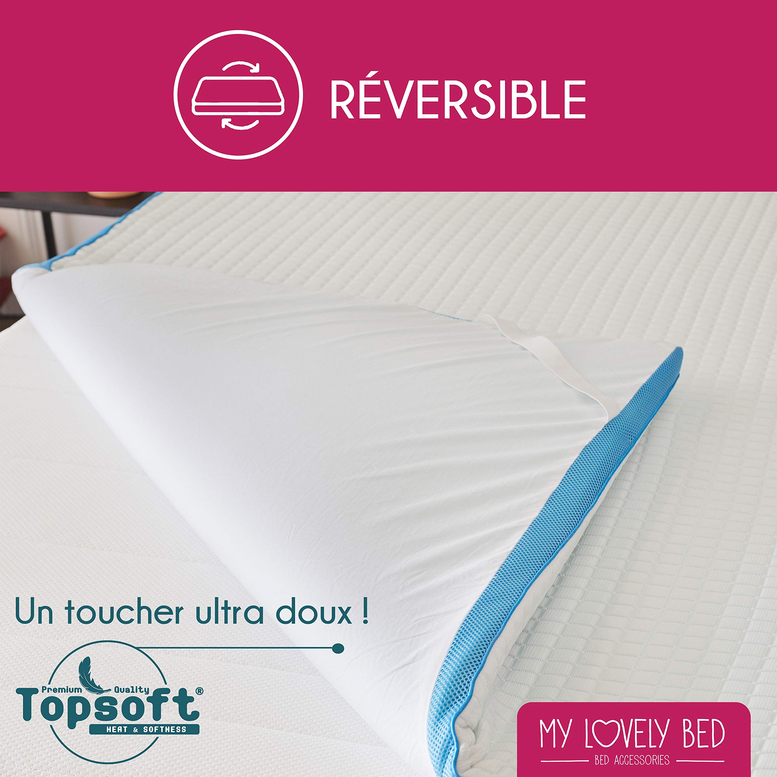 Surmatelas Mémoire de Forme Rafraichissant | 180x200 cm | Refroidissant : Mousse viscoélastique infusée de Gel Frais | Respirant et Moelleux | Épaisseur 4 cm