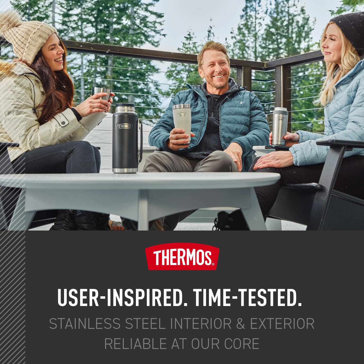 Thermos, ICON Series, Stainless Steel Beverage Bottle, Matte Stainless Steel, 40 oz