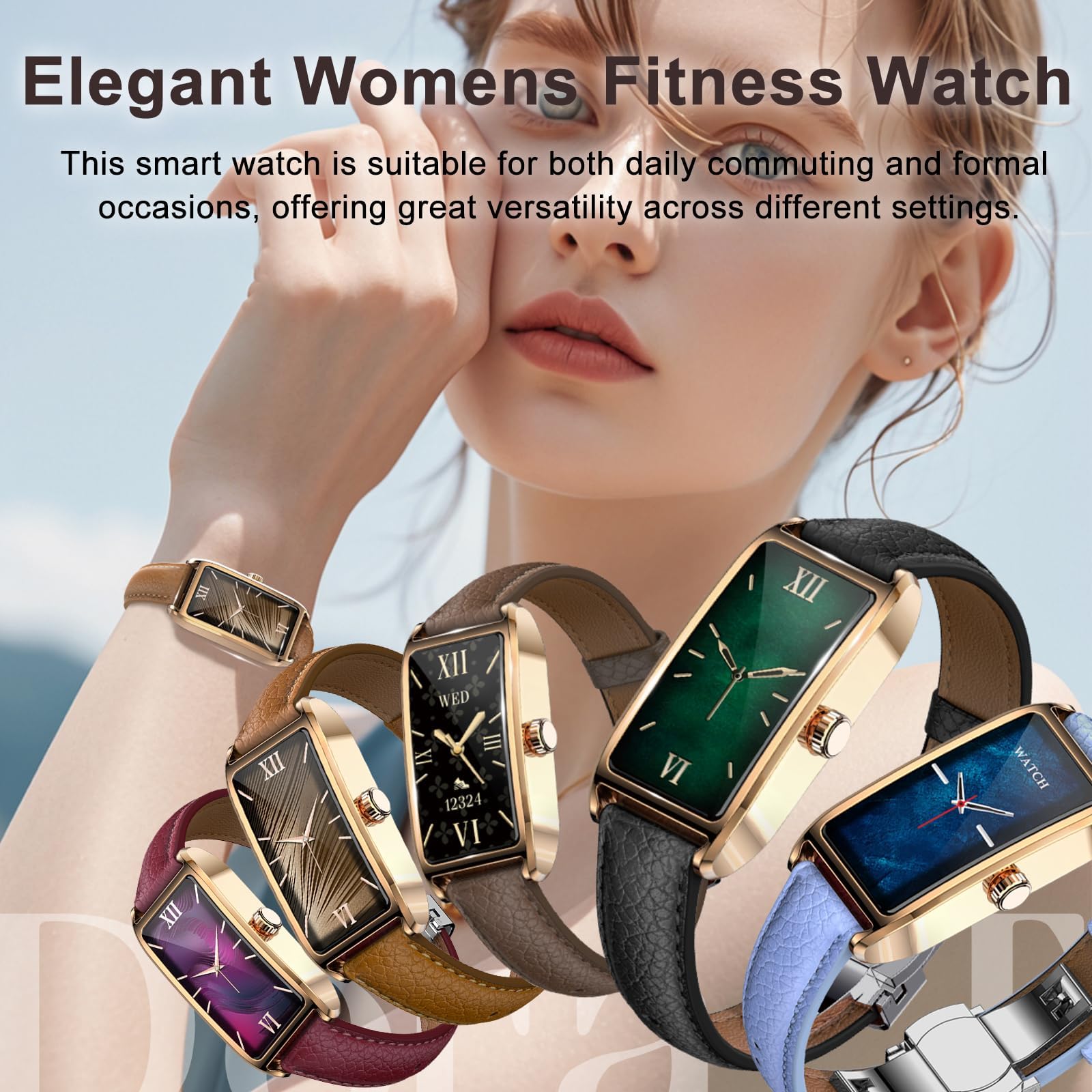 findtime Tracker de fitness élégant pour femme - Podomètre - Tracker d'activité pour femme - Avec moniteur de sommeil - Moniteur de fréquence cardiaque - Calorie - Suivi de distance