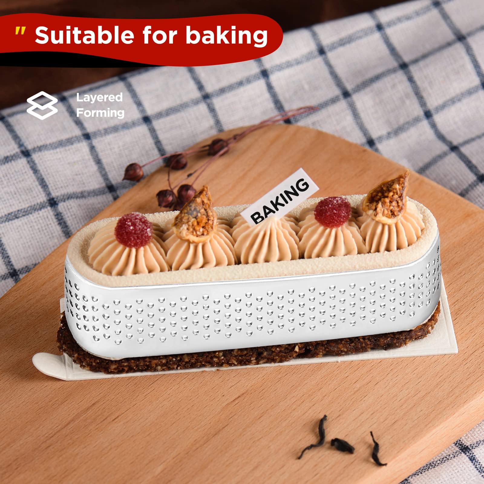 12 Moules à Tartelettes Ovales Inox - Anneaux Pour Mousse, Dessert, Quiche 9,4x2,8cm