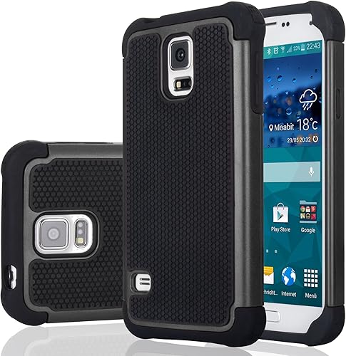 Galaxy S5Funda de plástico, jeylly (TM) Prueba de Golpes absorción de Scratch Hybrid hule impacto Defender Rugged SlimCarcasa rígida para Samsung