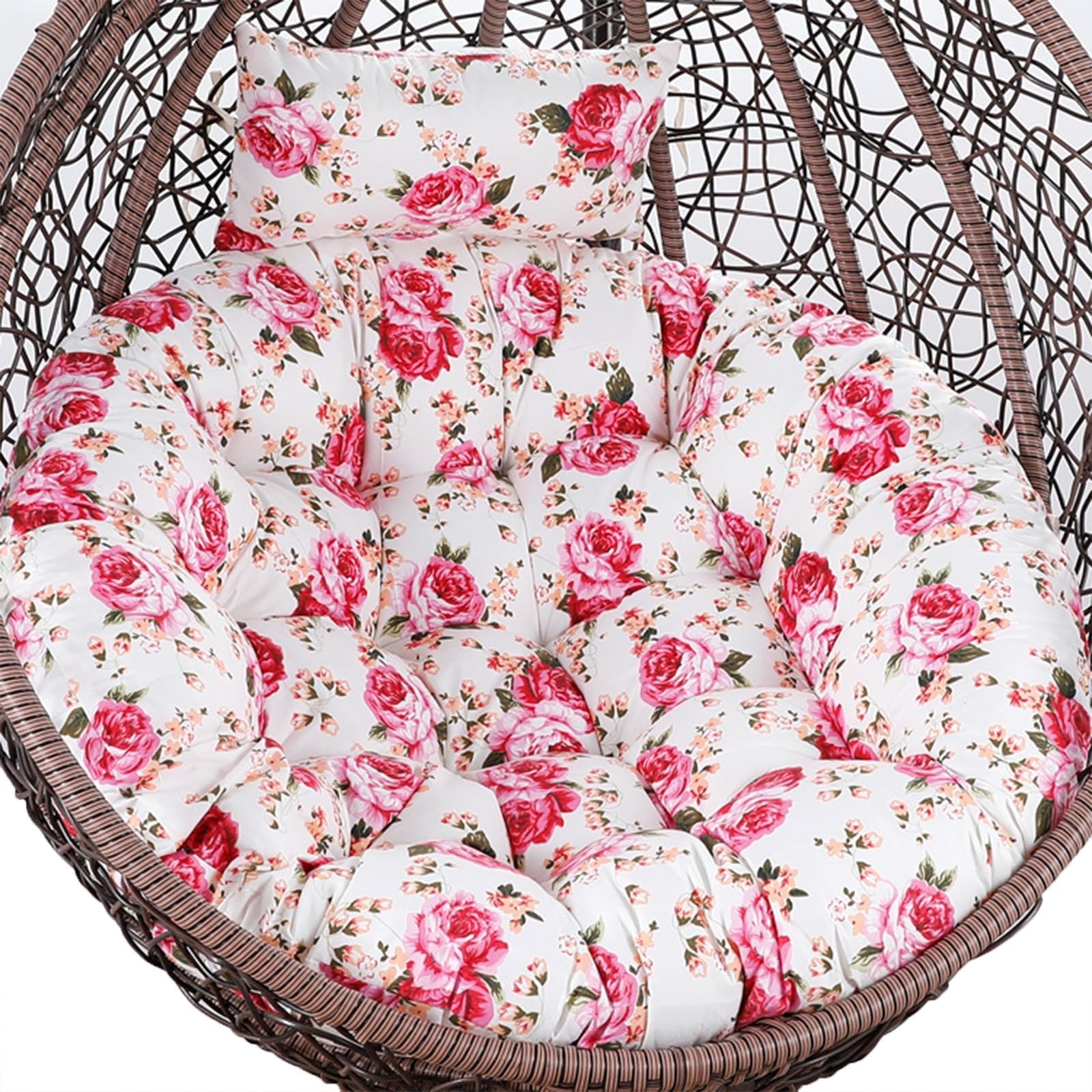 Meiiron Egg Chair Swing Cushion Replacement with Pillow and Invisible Zip, Removable Hanging Basket, Chair Cushion for Outdoor Patio, Garden, Cushion Only(Color 4,Diameter 116cm)