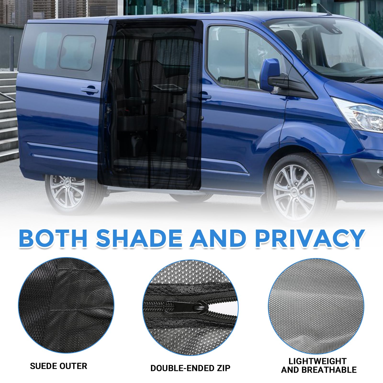 Mosquitera de Coche Reemplazo para Ford Transit Custom/Campervans, Mosquitera para Puerta Lateral de Coche, Mosquitera Magnética de Una Sola Capa para Acampar