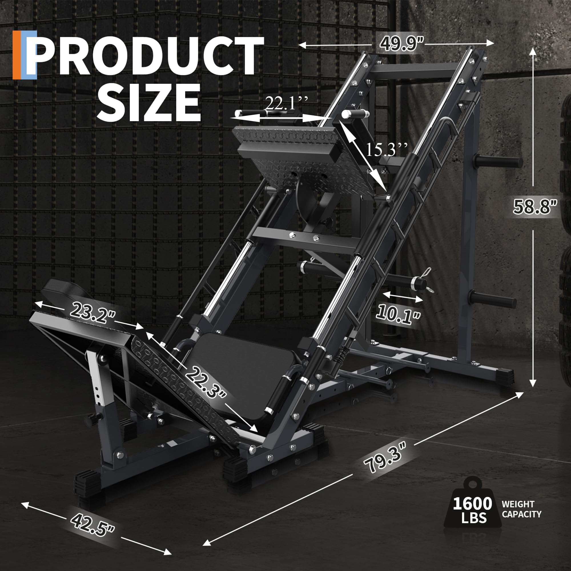 Squat & Leg Press Machine, Professional Adjustable Leg Press Machine with Linear Bearing, Specialty Hack Squat Machine with Weight Storage Posts for Full Lower Body Workout Home Gym