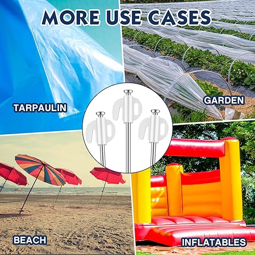 Miniatura 7 de Zonon 30 estacas de acero galvanizado que brillan en la oscuridad, estacas de tienda de campaña con tapón fluorescente, estacas de toldo