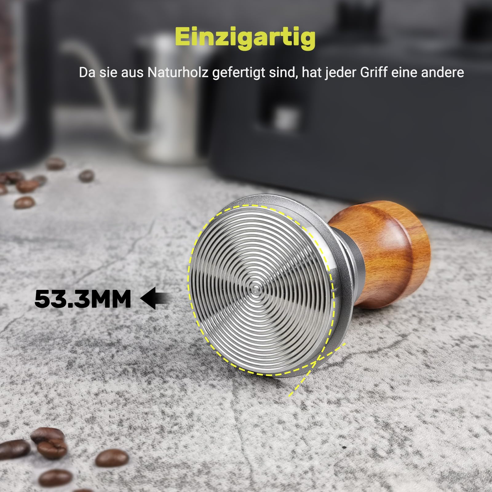 Tamper 54 mm, 30 lbs regulador de la presión Calibrated Espresso Tamper, prensador de café para Sage Barista Pro 54 mm, mango de madera de nogal, base de acero inoxidable 304, plata