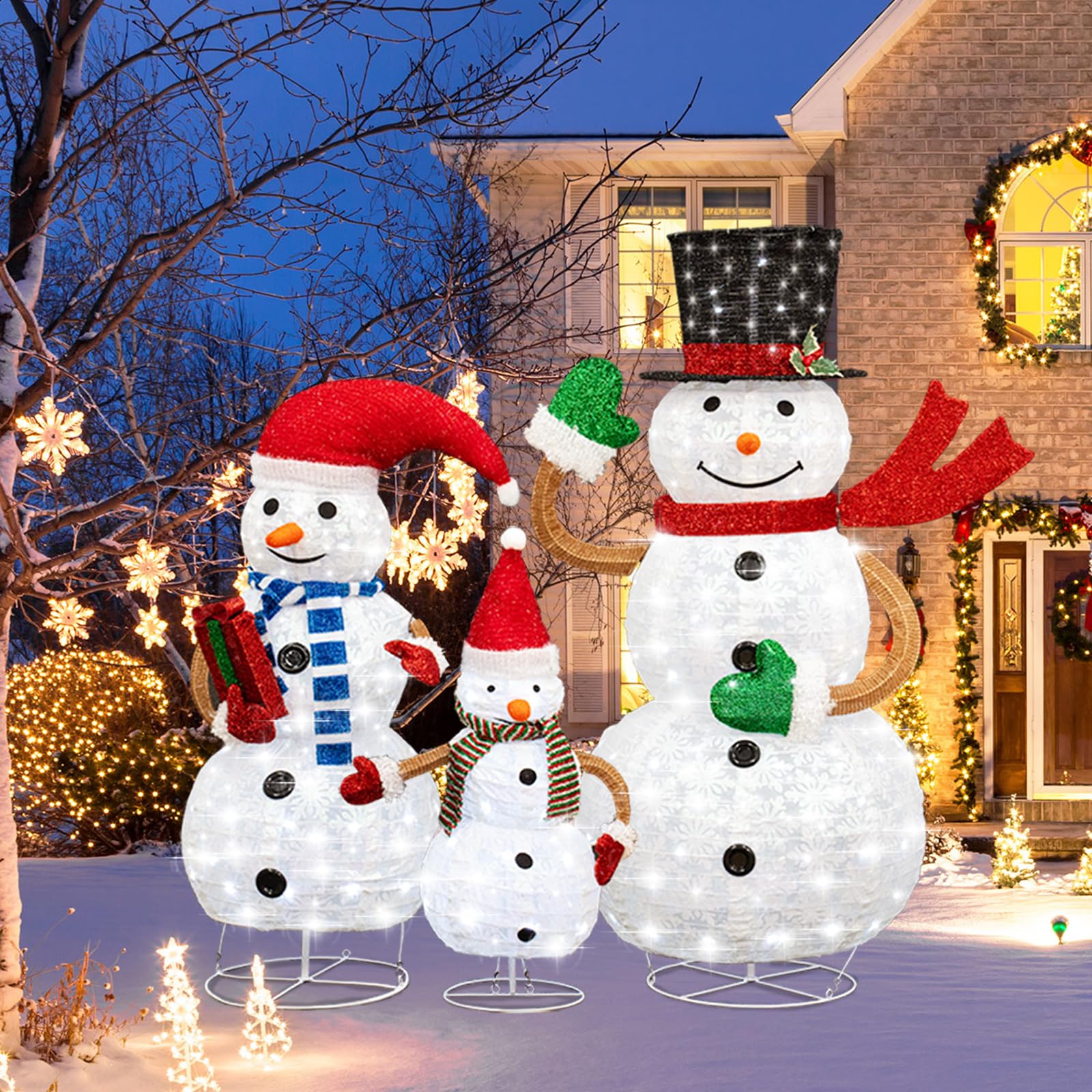 Amazon.com: Hmlinktt 3 Piece Snowman Family Decorations, Christmas