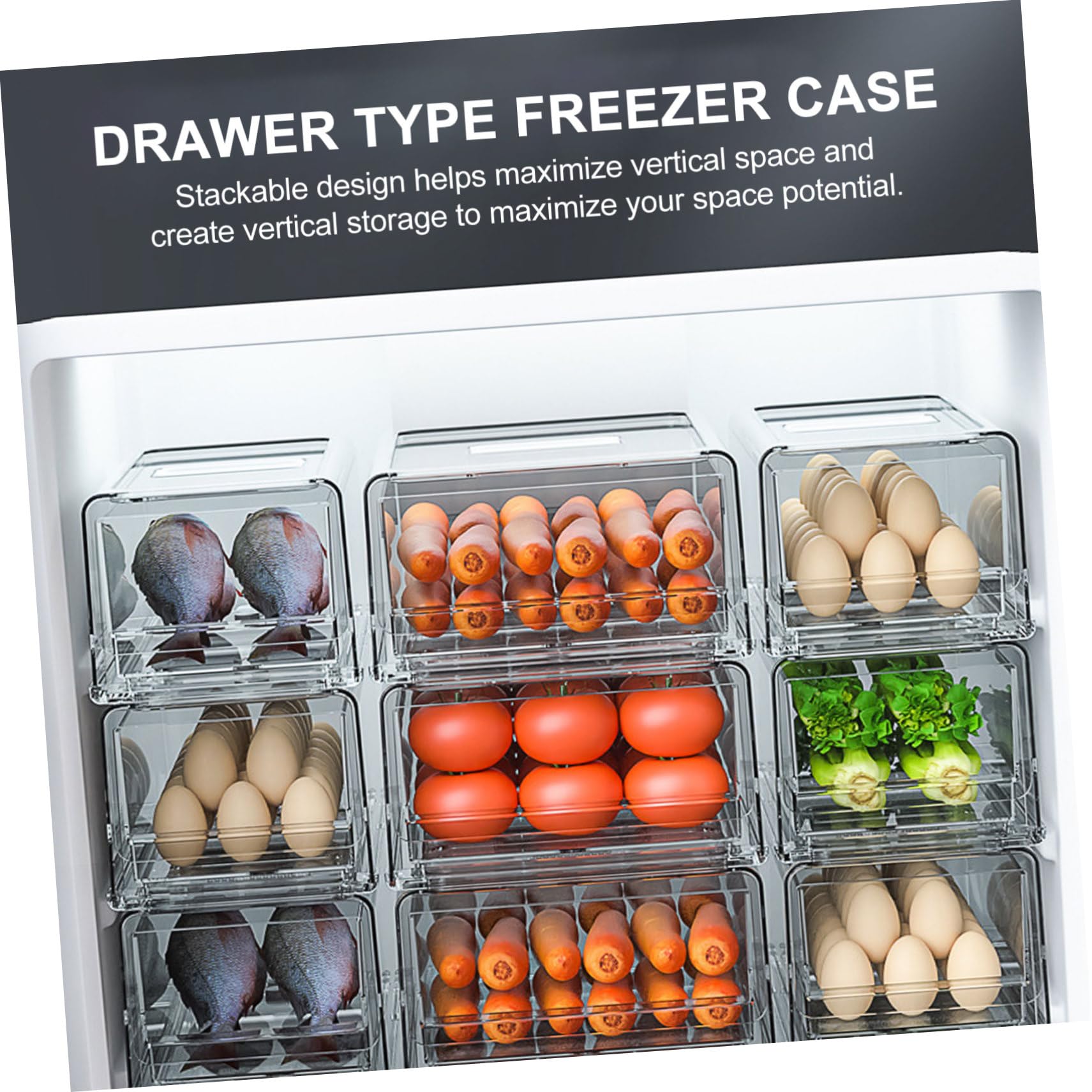 Stapelbare Kühlschrank Organizer mit Schublade Praktische Aufbewahrungsbox für Gemüse Obst und Lebensmittel Transparente Kühlschrankbox für Ordentliche Aufbewahrung