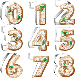 4英寸数字饼干切割器套装 - 9个 - 特大 Xzhloym 饼干切割器 形状 饼干 冯丹 烘焙型 婴儿淋浴 生日 节日 聚会 装饰 - 不锈钢