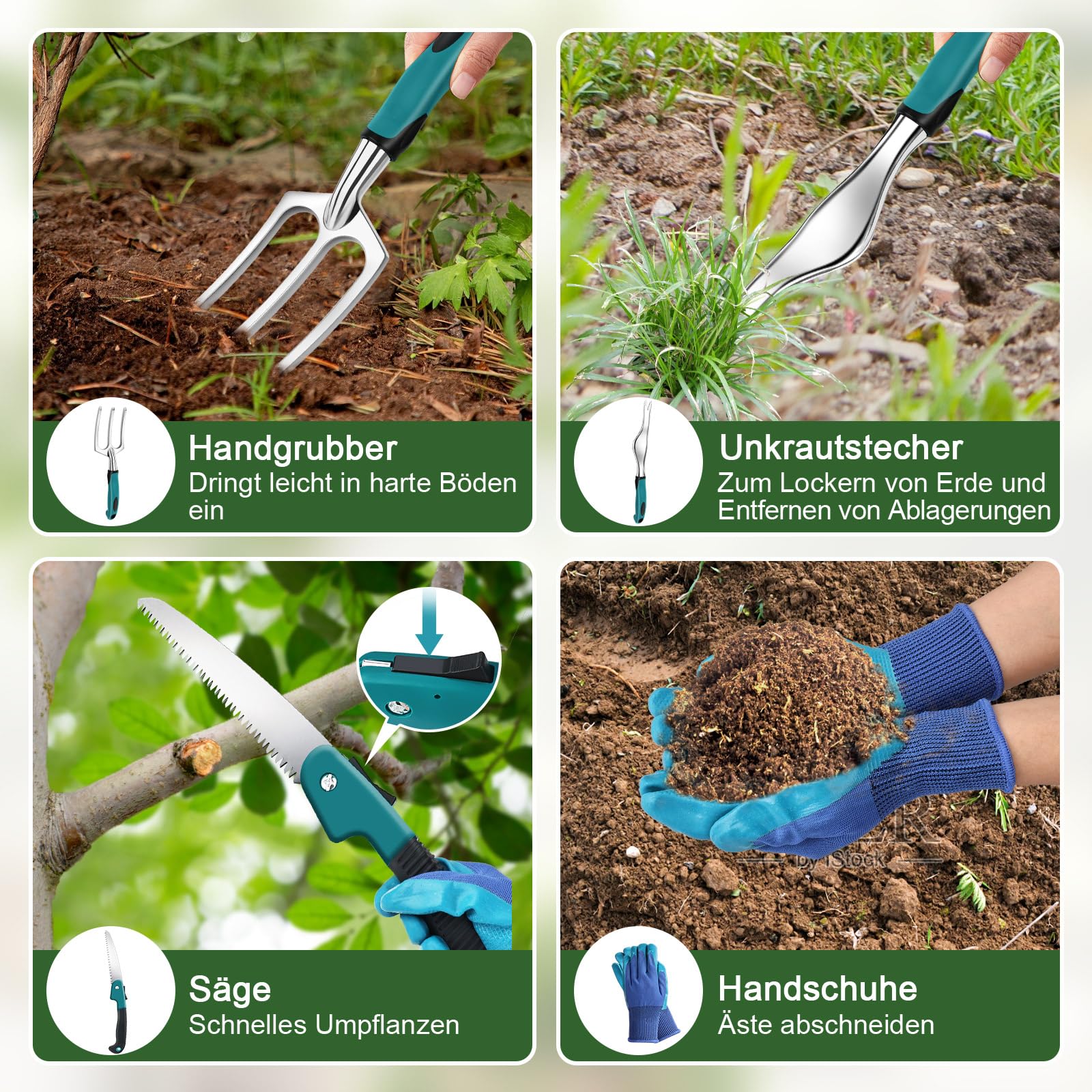 Gartenwerkzeug Set, 22 Stück Gartenset Werkzeug für Gartenarbeit mit Gartengeräte Organizer Handtasche, ideale Gartengeschenke Kit für Frauen & Männer