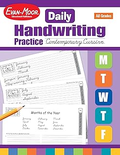 Evan-Moor Daily Handwriting Practice Contemporary Cursive, Kindergarten-Grade 6, Homeschooling and Classroom Resource Workbook, Penmanship, Writing, ... Alphabet Synonyms (Daly Handwriting Practice)