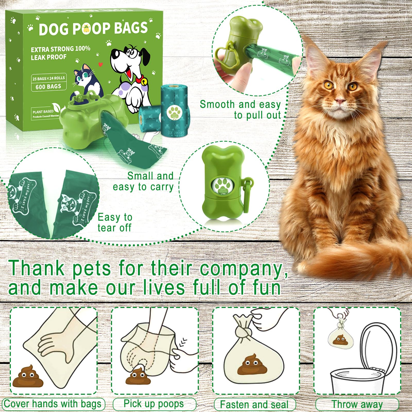 Viesap Poepzakjes, 705 stuks, poepzakjes voor honden, hondenpoepzakjes met dispenser