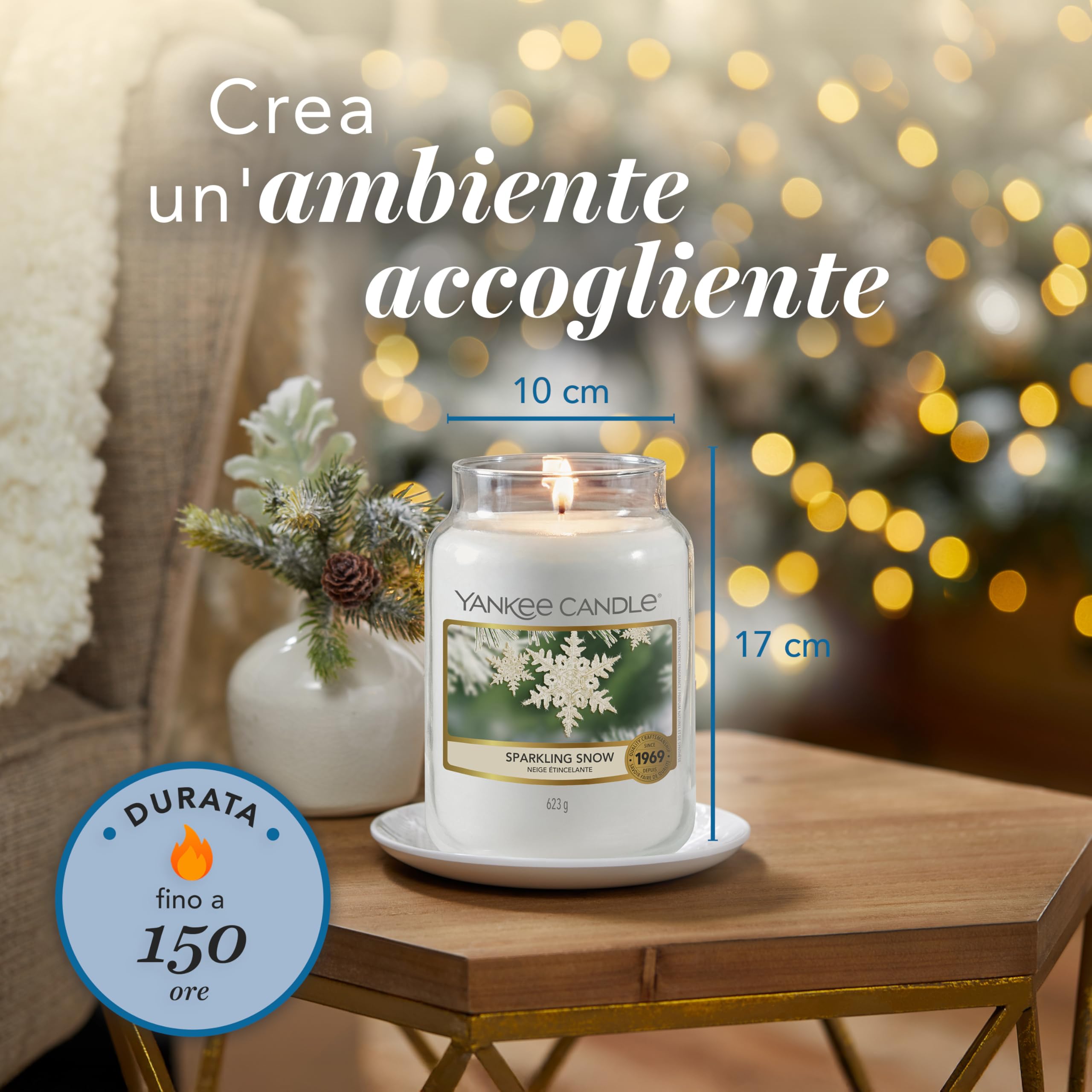 Yankee Candle Candela Giara Grande, Sparkling Snow, fragranze naturali
