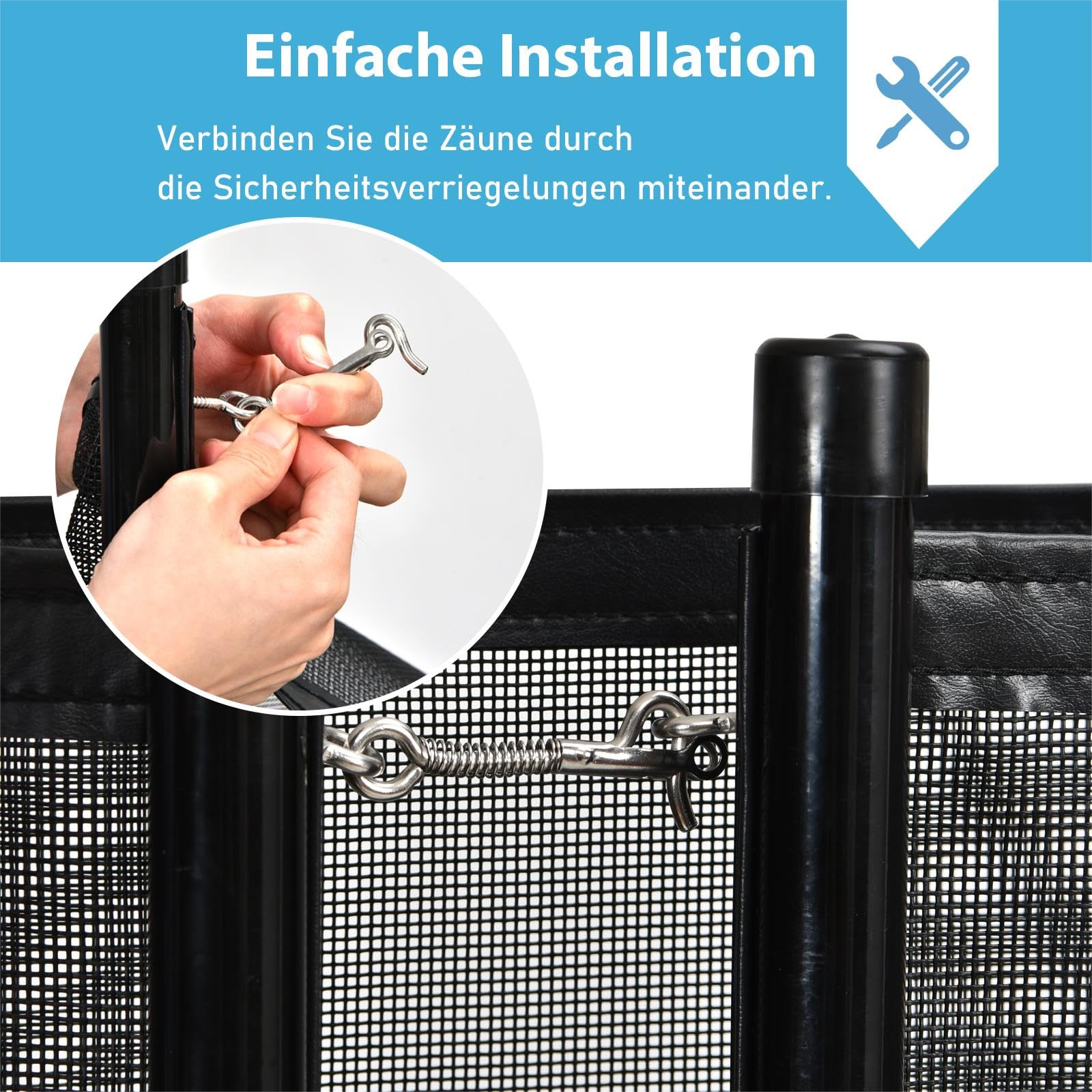 SOARS Poolzaun 360 x 125 cm, 4er Poolschutzzaun faltbar