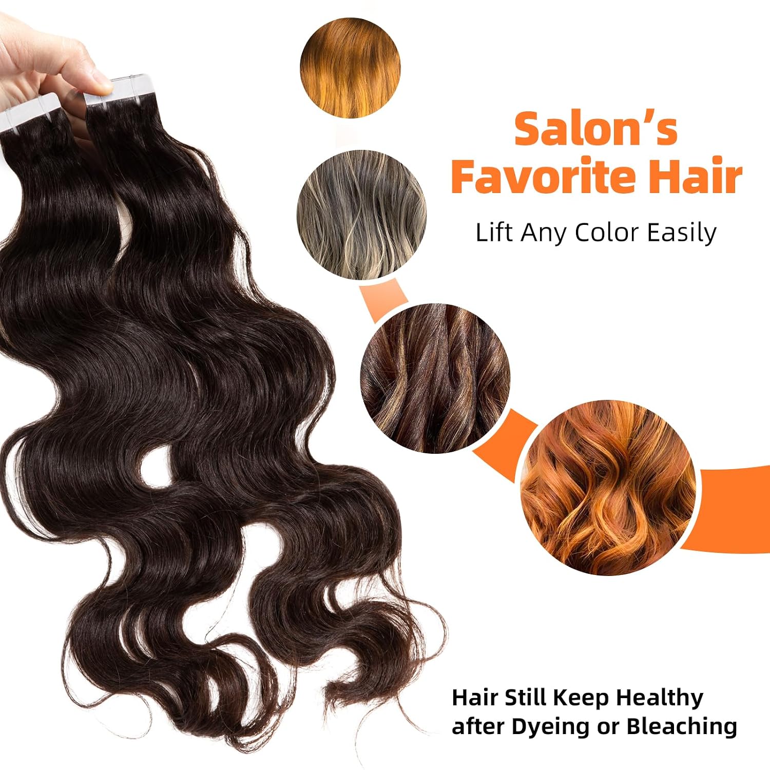 Clytie Raw Body Wave Tape in Hair Extensions Real Human Hair, One Donor Wavy Human Tape ins Hair Extensions 20 PCS 18IN Salon Bleachable 50g Invisible Taping for Thin Hair Light Weight Natural Color