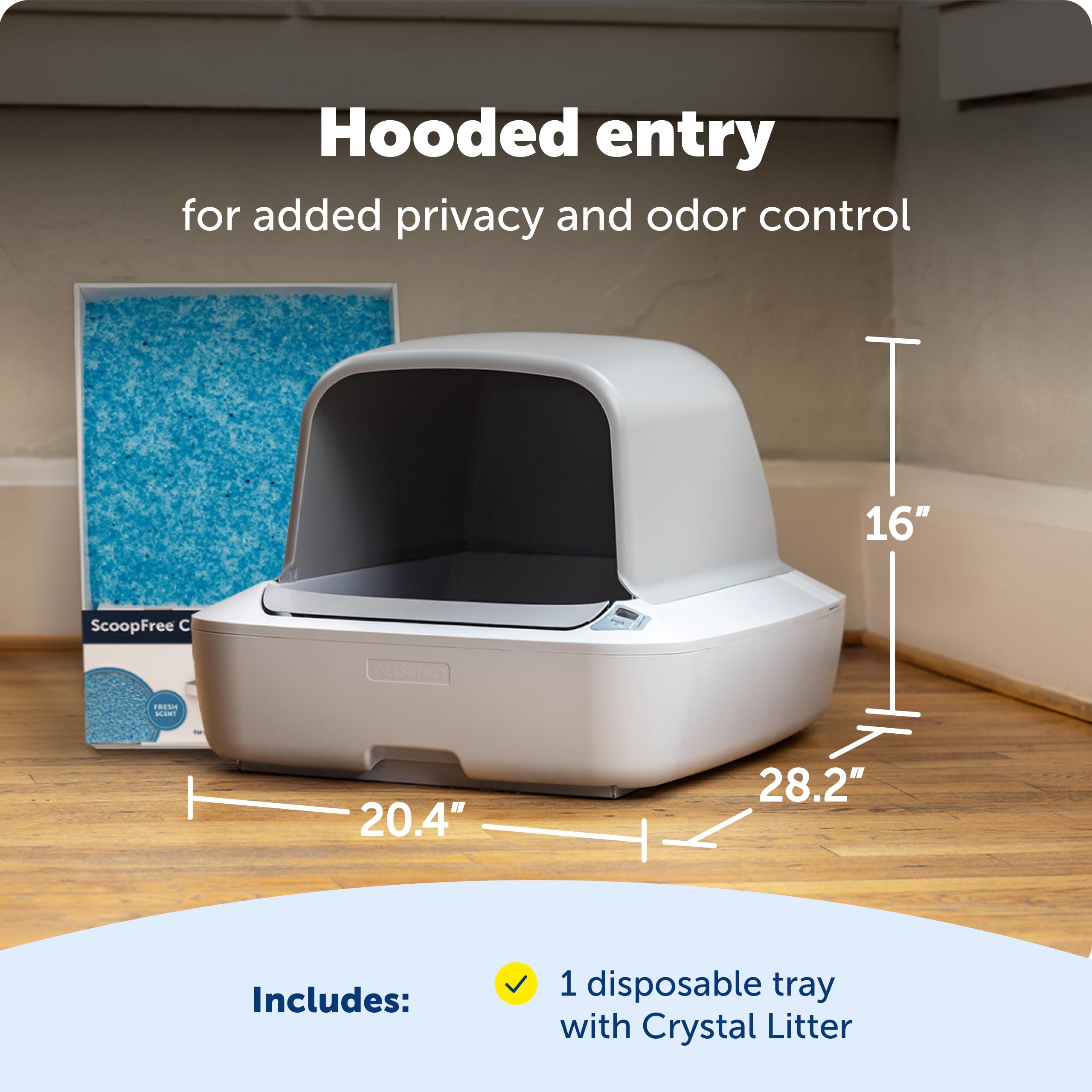PetSafe® ScoopFree® Crystal Pro - Lettiera autopulente per gatti, con ingresso frontale chiuso, controllo avanzato degli odori, include 1 lettiera usa e getta in cristallo, colore bianco (PAL00-18017)