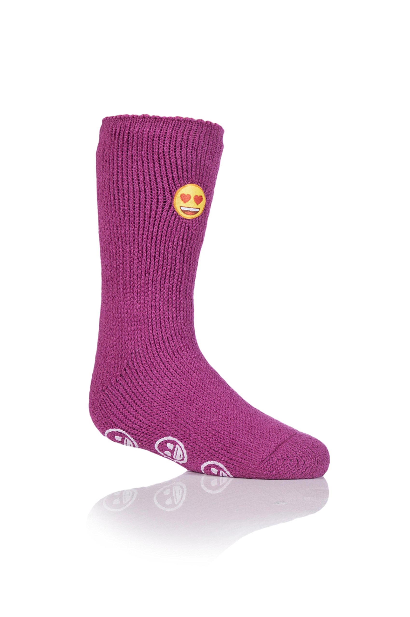 Kids Thermal Slipper Socks - Emoji Heart Face