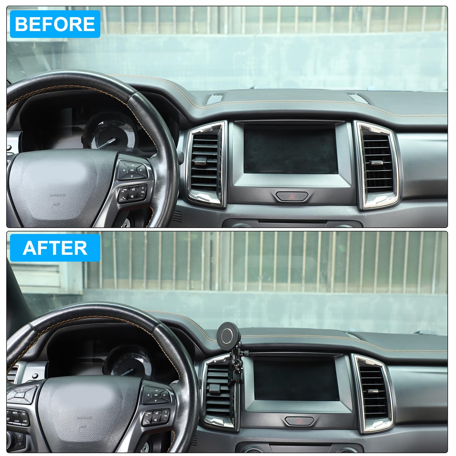 Supporto magnetico per cellulare Ford Ranger 2015-2021, speciale clip per bocchette di ventilazione, design E, anello magnetico forte, regolabile a 360°, nessun blocco della ventilazione (E