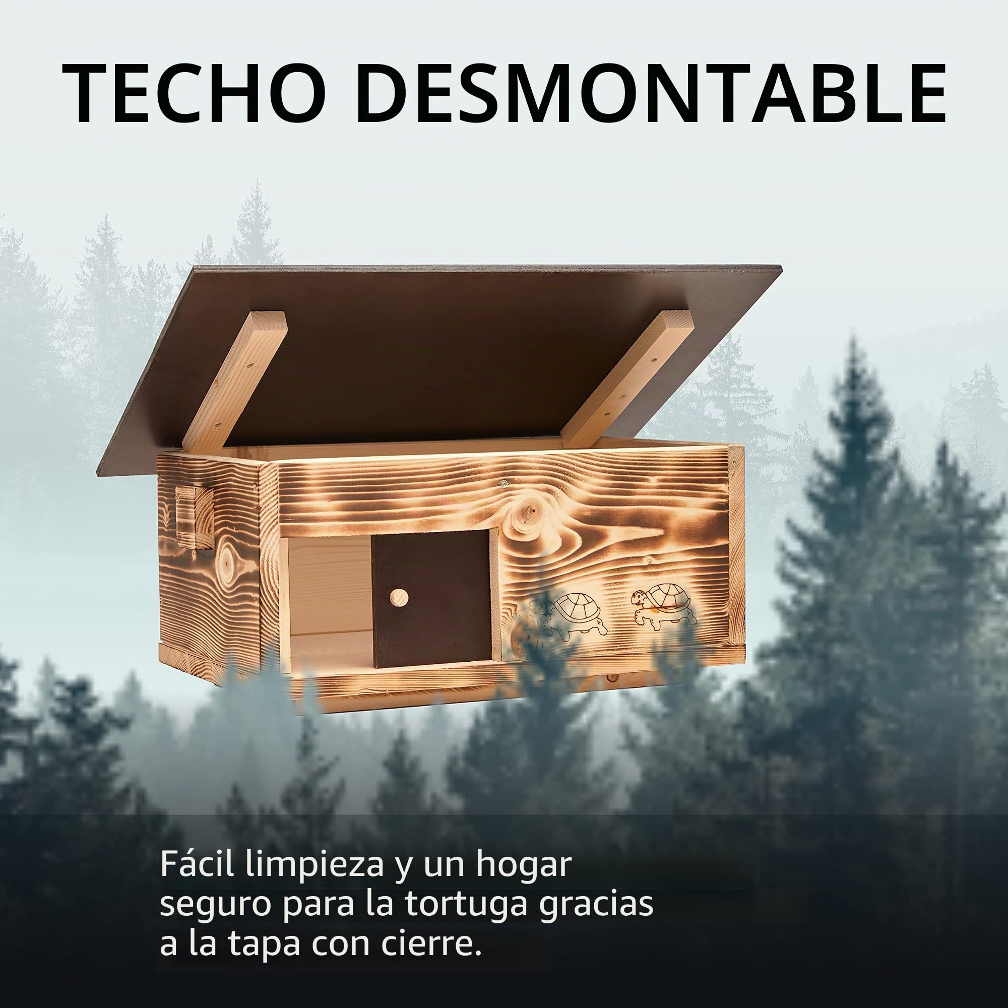 Caseta para tortugas de madera maciza (SH4) de 20 mm, resistente a la intemperie, con suelo y puerta corredera, incluye ventilación ajustable, tortuga, recinto para tortugas