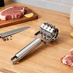 1 amaciador de carne, amaciante de carne de aço inoxidável e ponche de pizza para amaciar carne bovina, peru, bife e carne de porco