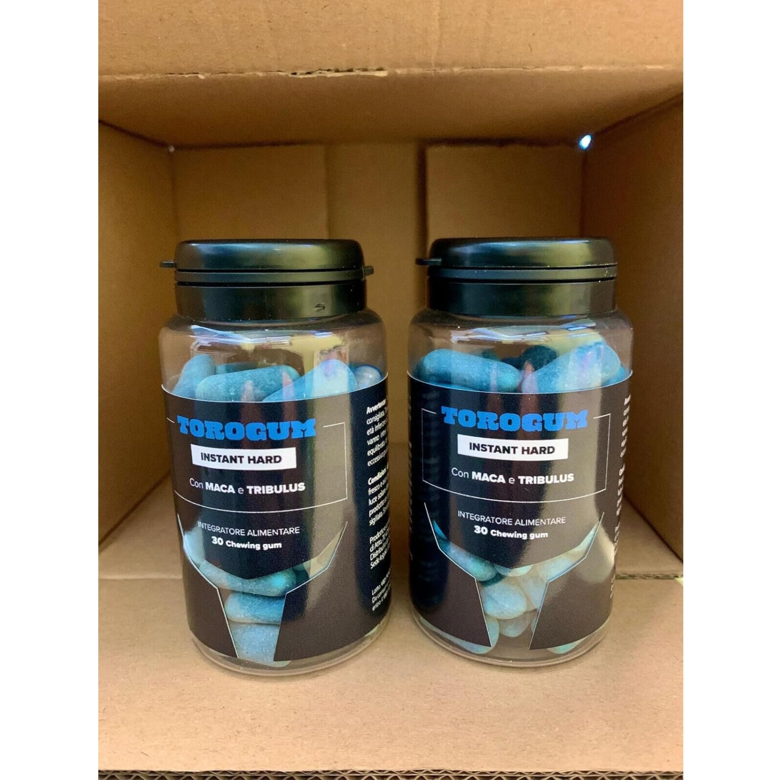 AlohaLabs ToroGum 60 PILLOLE BLU Integratore Uomo Forza, Energia, Resistenza, per Performance Massime | Gomme Masticare Azione Rapida e Potente con, Maca, Taurina, Tribulus Terrestris
