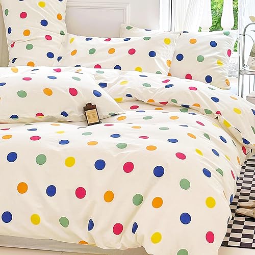 MEJU Bonita y adorable funda de edredón 100% algodón de 59 x 78 pulgadas + funda de almohada de 20 x 30 pulgadas, juego de ropa de cama con cierre