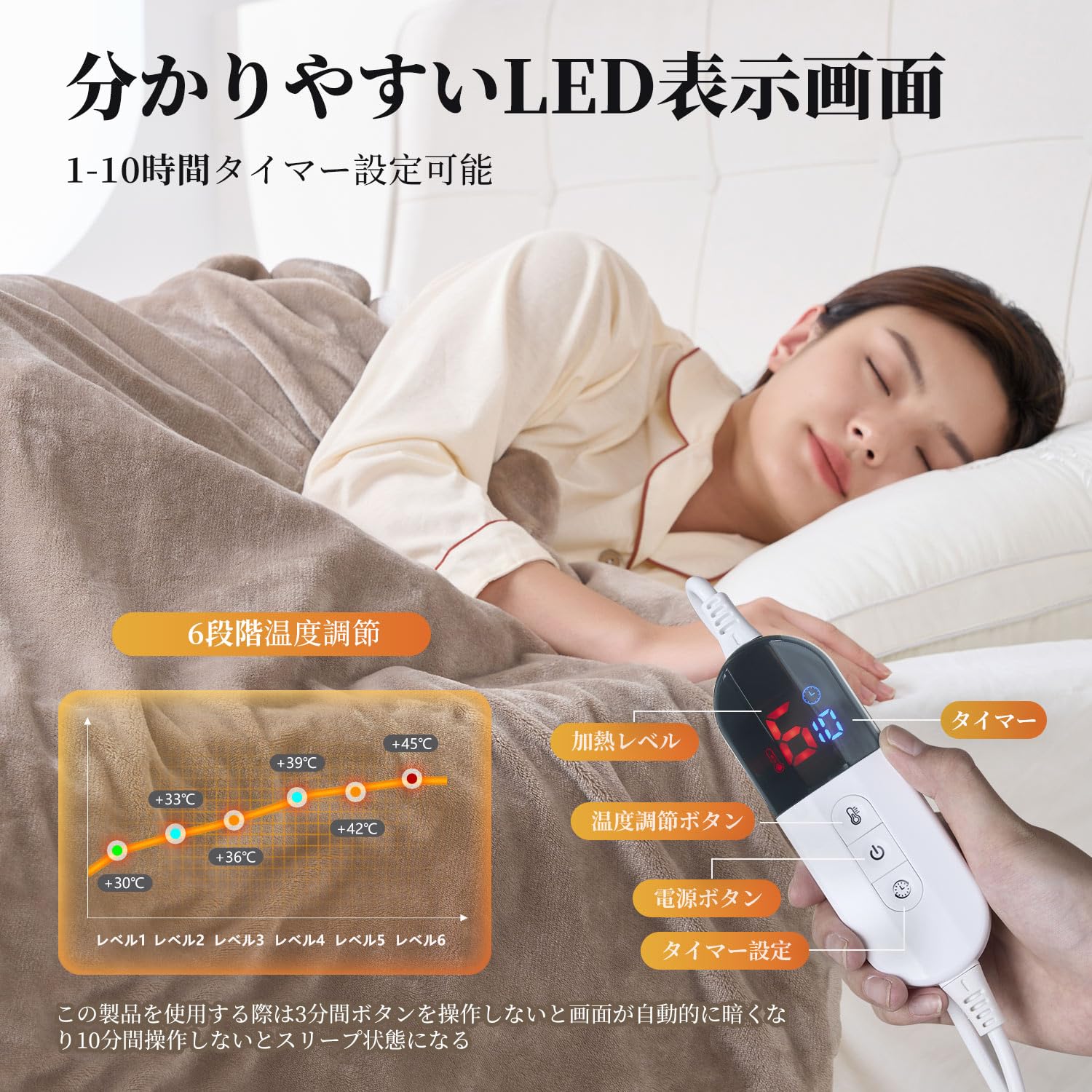 Amazon.co.jp : fulevel 電気毛布 掛け敷き兼用 188×130cm 二枚合わせ