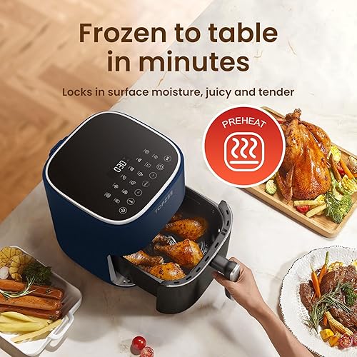 Miniatura 5 de TOPZEE Freidora de Aire 12-en-1, Freidora de Aire Compacta Grande de 5.5-QT con Circulación de Aire Caliente 360, Calor Preciso de 100400F, Ventana