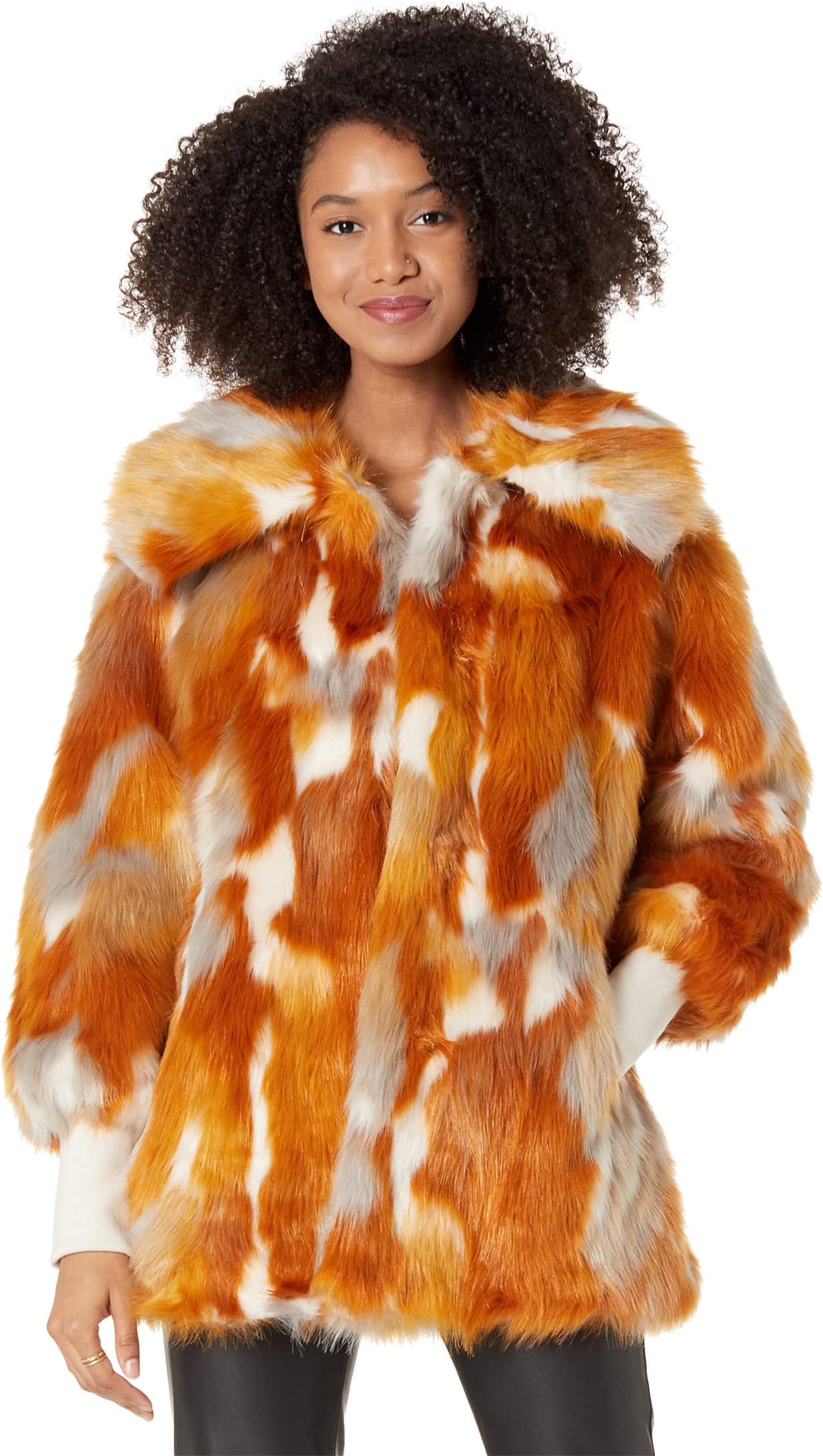 multi faux fur coat