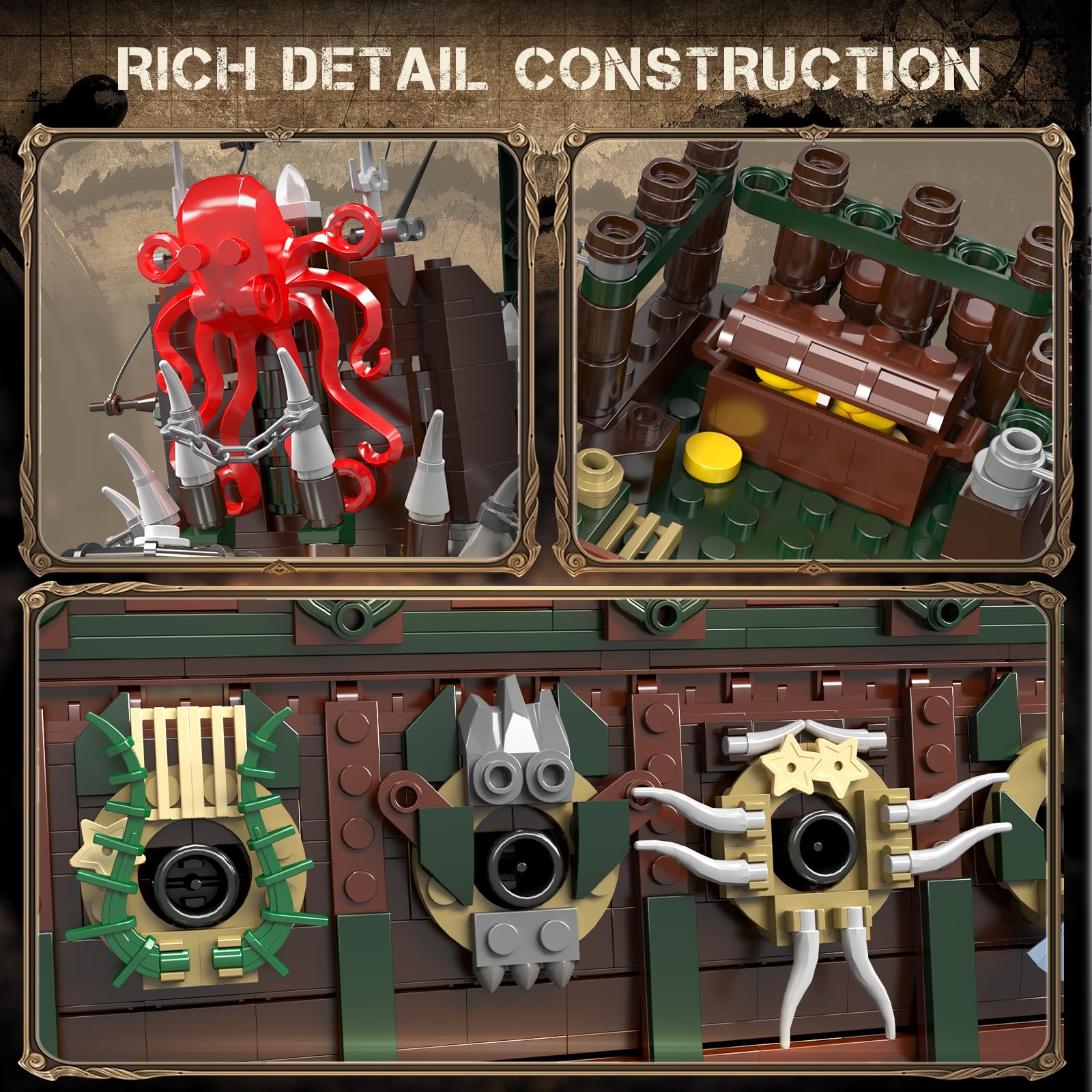 Mould King 13218 Piratenschiff Bausteine, MOC Fliegenden Holländers groß Segelschiff Spielzeug Modell für Erwachsene (6849 Stück)