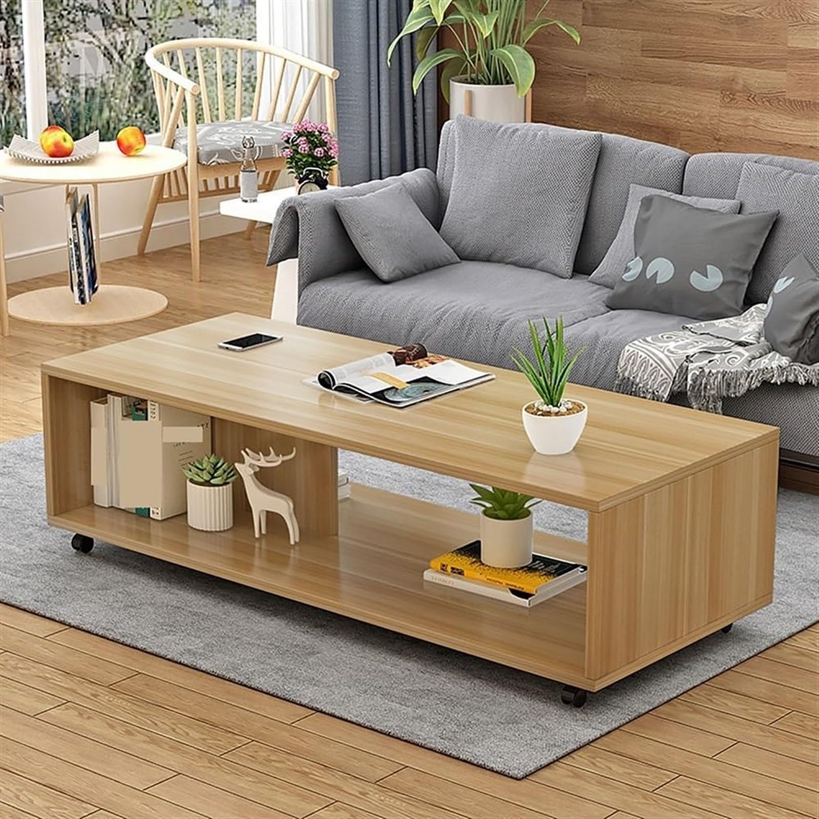 LJZNGDHG Tavolino Da Caffè Lift Top Quadrato Con Piano Sollevabile, In Legno E Ferro, Con Ruote E Comparto Portaoggetti, 90x60cm