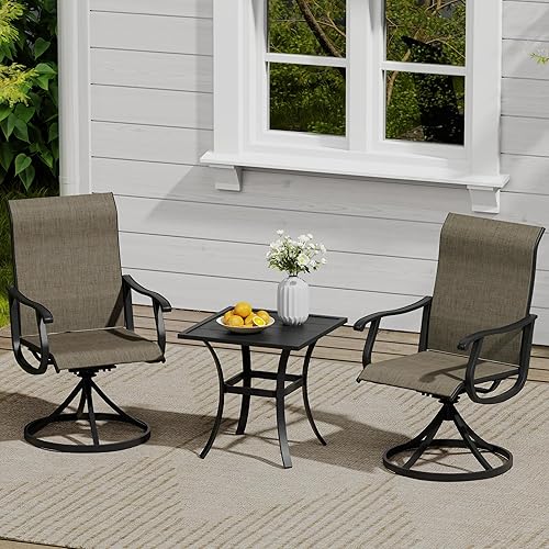 Miniatura 92 de VICLLAX Muebles pequeños de exterior de 3 piezas, 2 sillas giratorias de patio y mesa redonda pequeña para 2, sillas de carbón oscuro y negro Carbón